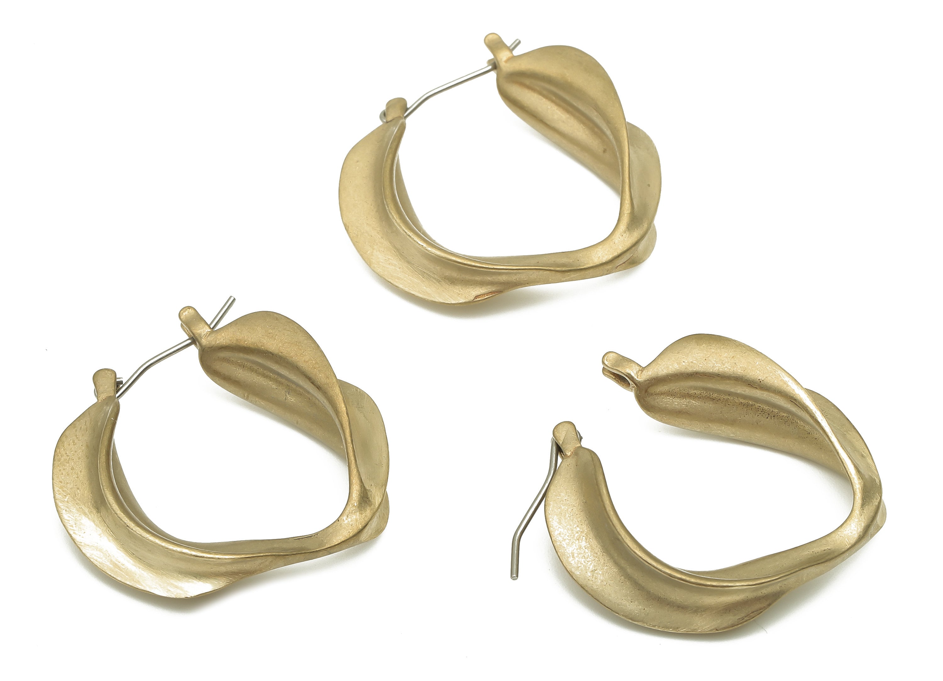 Brass Earring Stud - Raw Brass Ear Hooks - Stainless Steel Stud Leaf Earring Hoop - Jewelry Supplies - 28.5x27.8x4.09mm - PP7853 - DOMEDBAZAAR