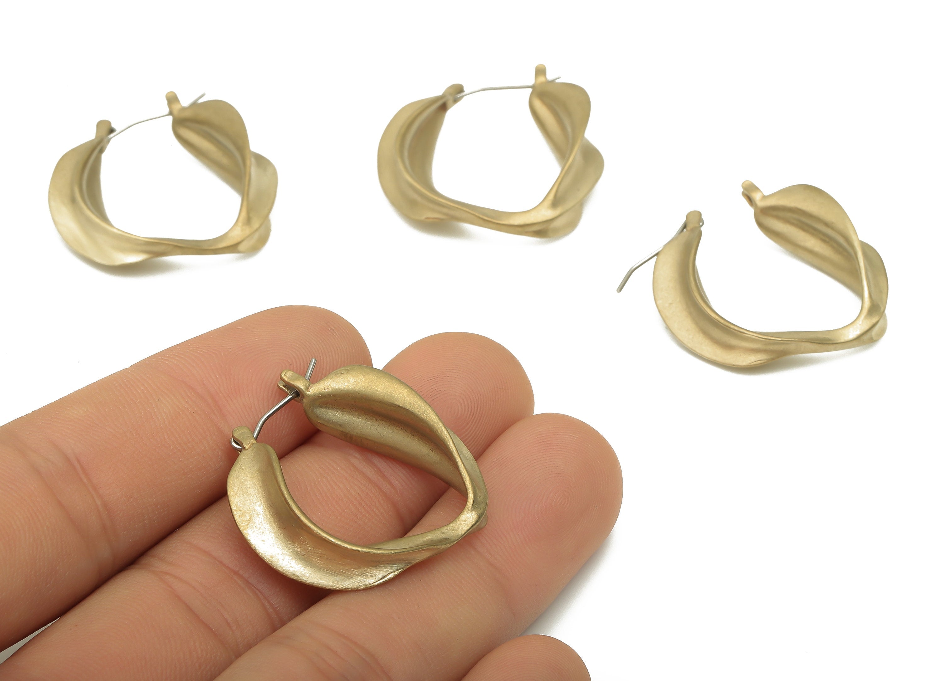 Brass Earring Stud - Raw Brass Ear Hooks - Stainless Steel Stud Leaf Earring Hoop - Jewelry Supplies - 28.5x27.8x4.09mm - PP7853 - DOMEDBAZAAR