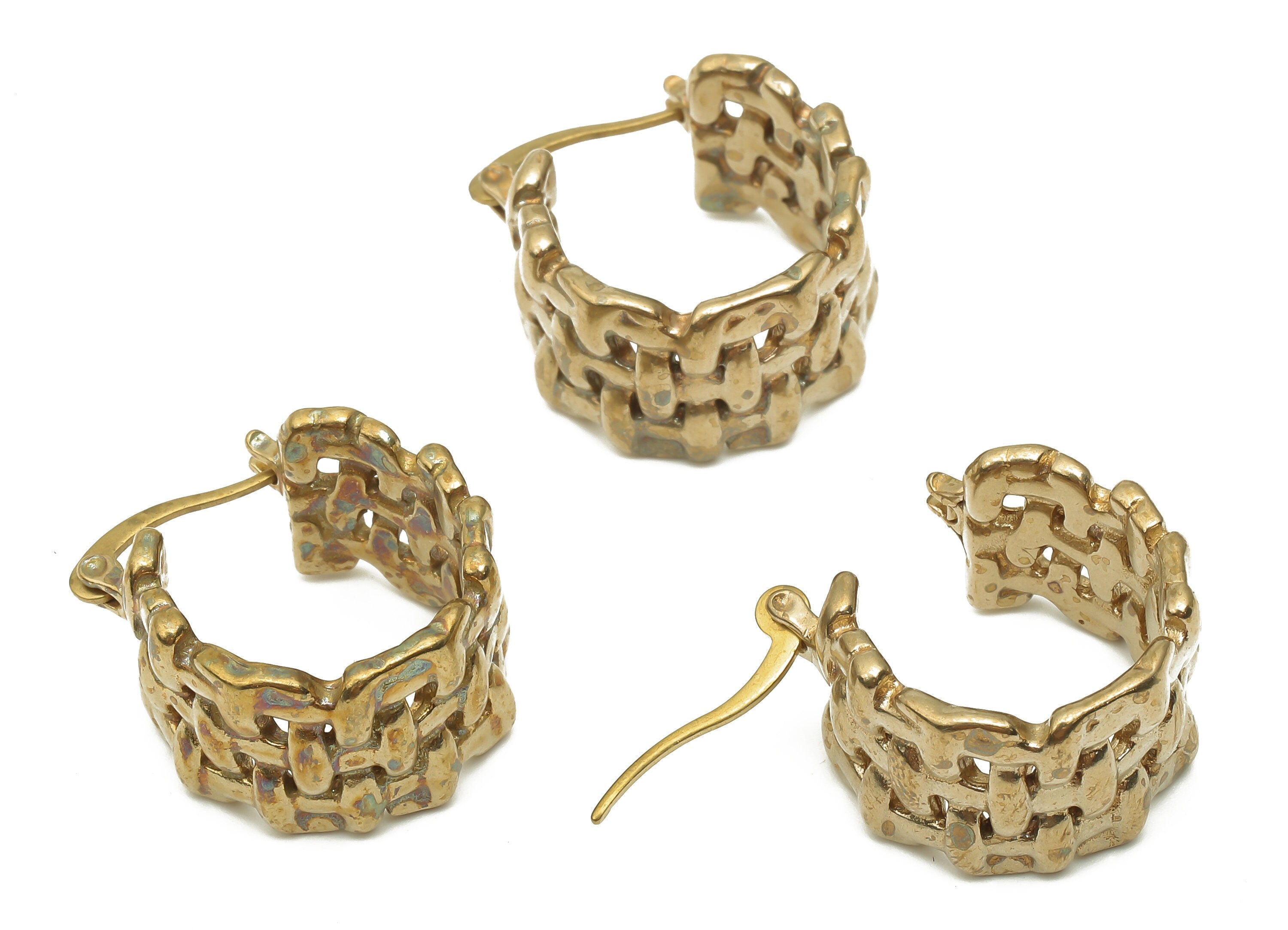 Brass Round Stud Earring - Raw Brass Ear Hooks - Raw Brass Huggie Thick Hoop Earring - Braided Hoop - 21.12x19.8x2.18mm - PP7858 - DOMEDBAZAAR