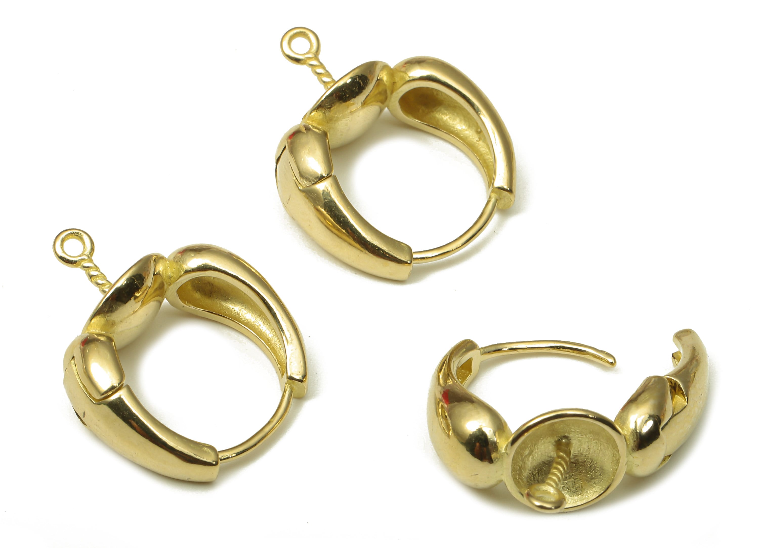Brass Round Hoop Earring Clasp - Raw Brass Circle Thick Huggie Earring With Loop - Wide Huggie Hoop Earring - 19.61x16x2.61mm - PP7933 - DOMEDBAZAAR