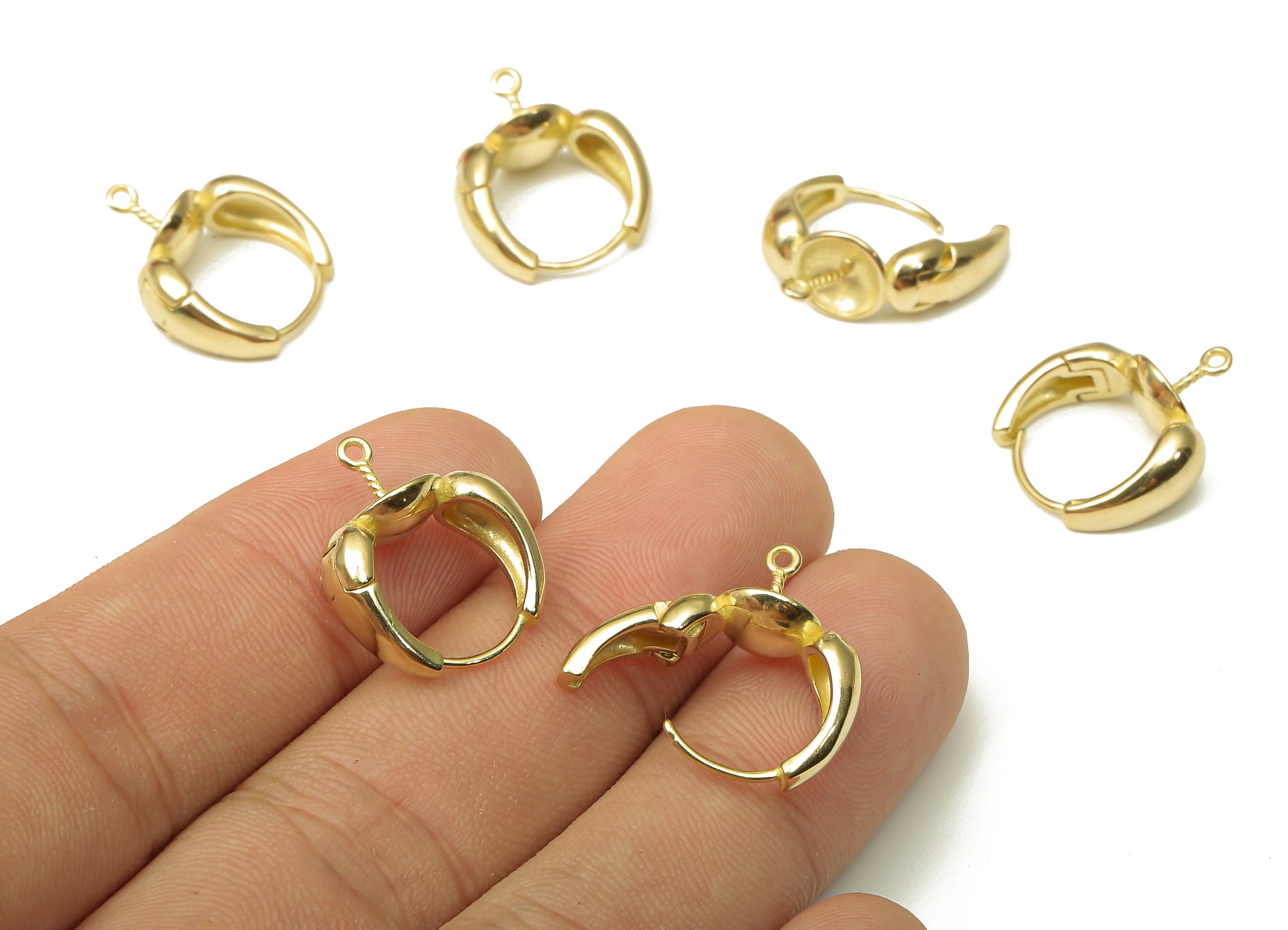 Brass Round Hoop Earring Clasp - Raw Brass Circle Thick Huggie Earring With Loop - Wide Huggie Hoop Earring - 19.61x16x2.61mm - PP7933 - DOMEDBAZAAR