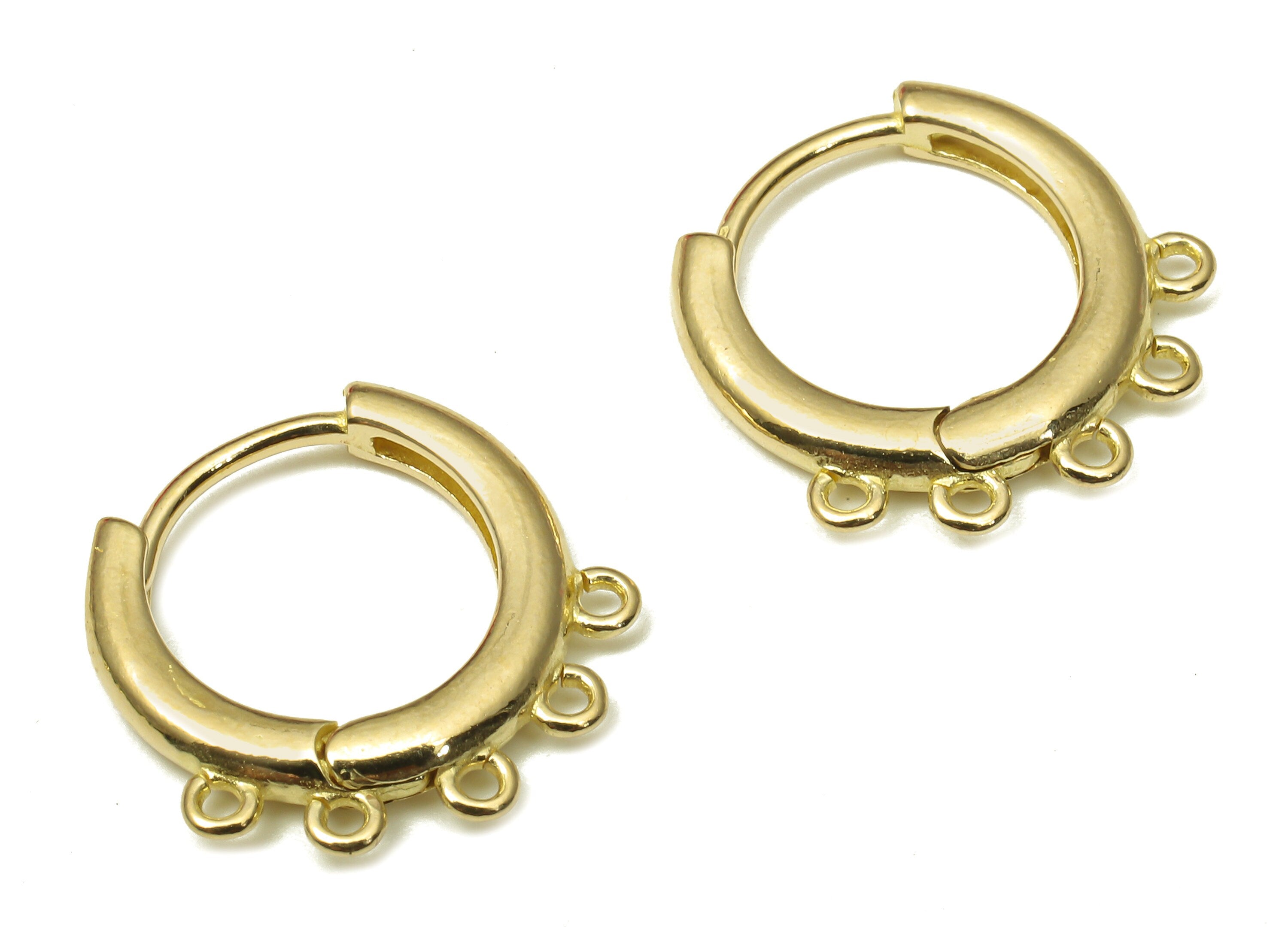 Brass Circle Huggie Earrings Clasps - Raw Brass Round Huggie Hoop Earring With 5 Loops - Brass Hoop Connector - 14.57x14.5x2.08mm - PP7926 - DOMEDBAZAAR