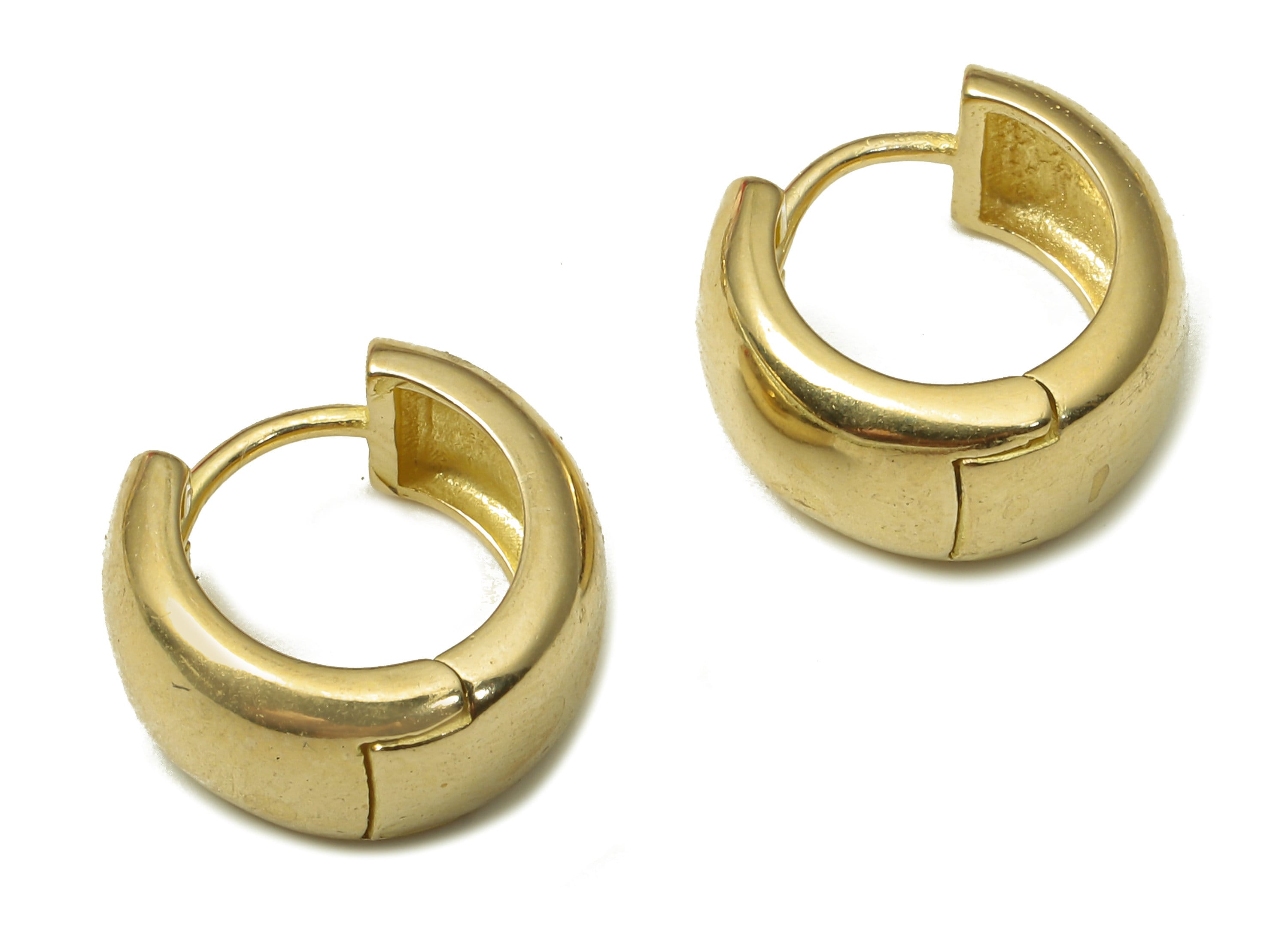 Brass Round Earring Clasp - Raw Brass Circle Huggie Earring - Wide Huggie Hoop Earring - Thick Hoop Earring - 13.65x6.54x2.1mm - PP7931 - DOMEDBAZAAR
