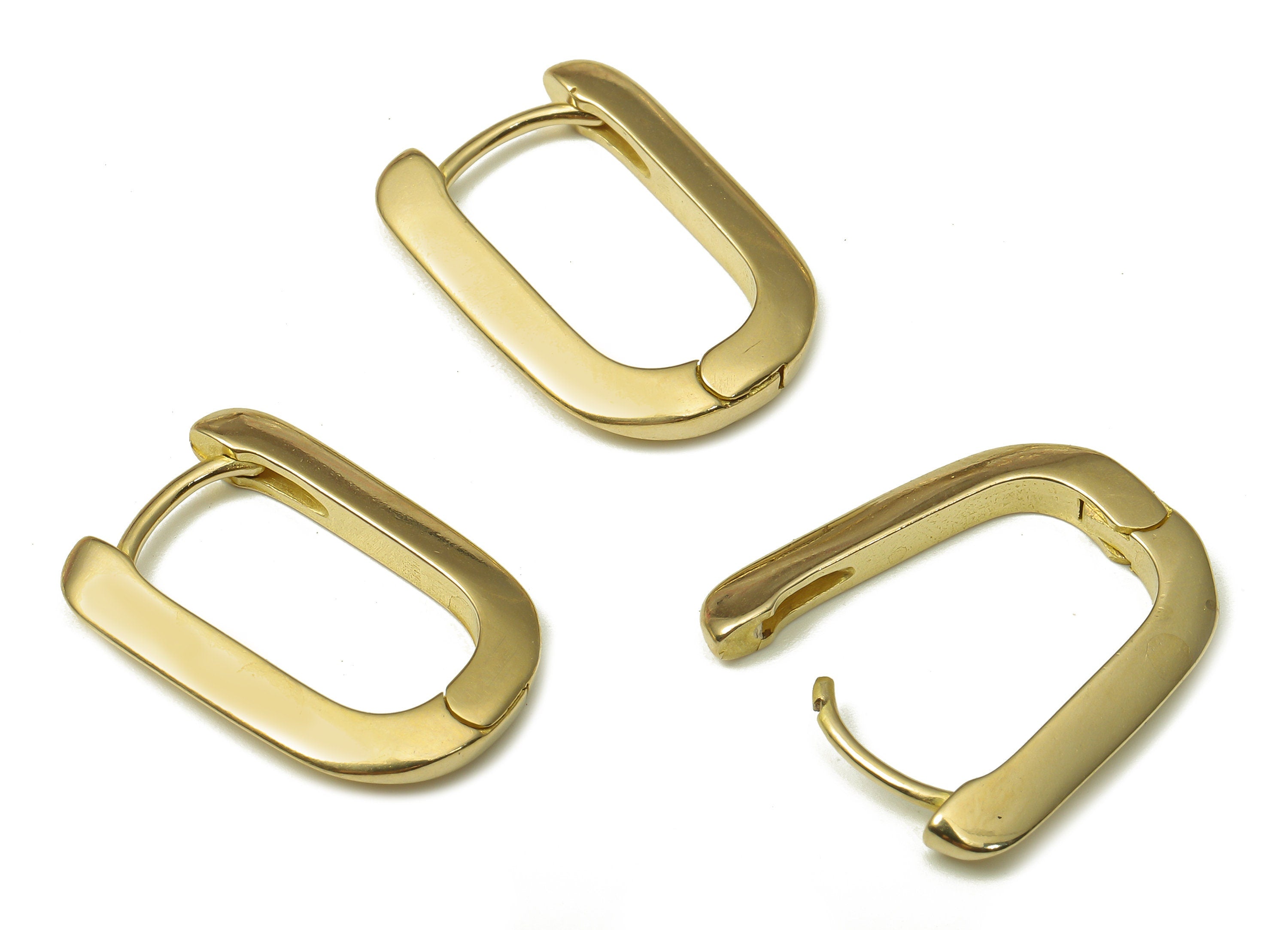 Brass Rectangular Earrings Clasp - Raw Brass Rectangular Earrings - Brass Rectangular Hoop Earrings - 19.95x13.73x2.48mm - PP7930 - DOMEDBAZAAR