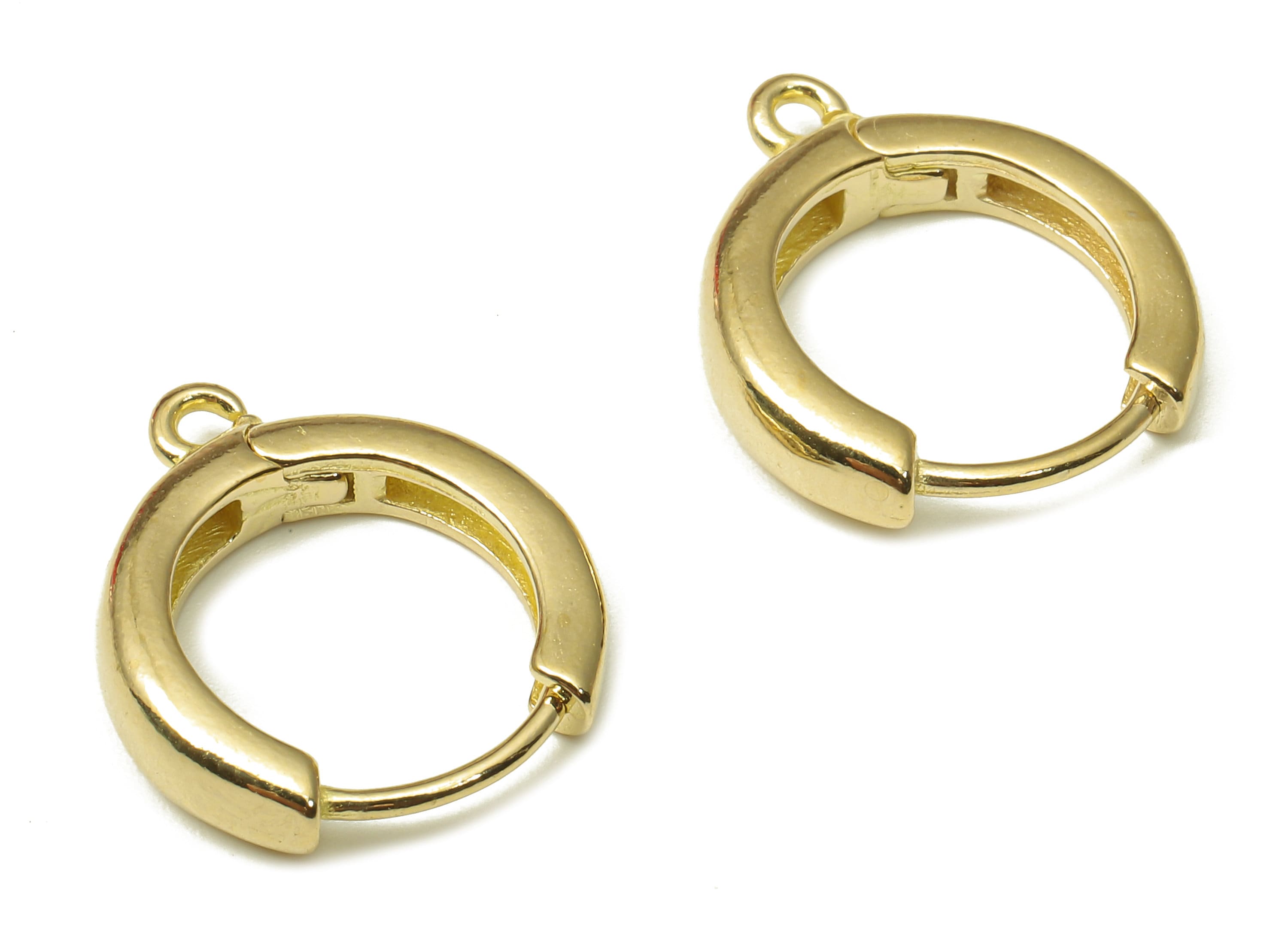 Brass Round Earring Clasp - Raw Brass Circle Hoop Earring With Loop - Thick Hoop Earring - 16.42x14.66x3.65mm - PP7932 - DOMEDBAZAAR