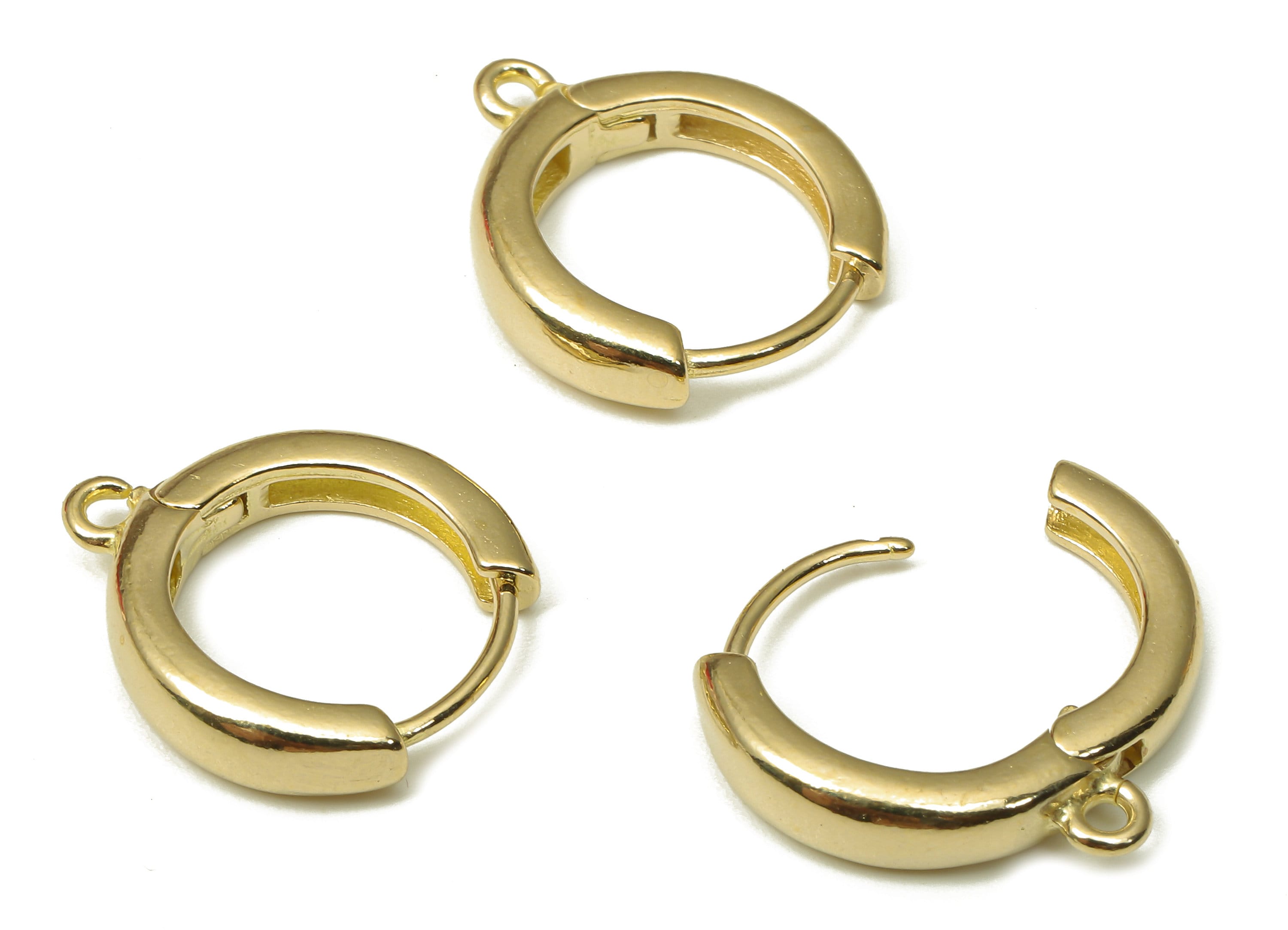 Brass Round Earring Clasp - Raw Brass Circle Hoop Earring With Loop - Thick Hoop Earring - 16.42x14.66x3.65mm - PP7932 - DOMEDBAZAAR