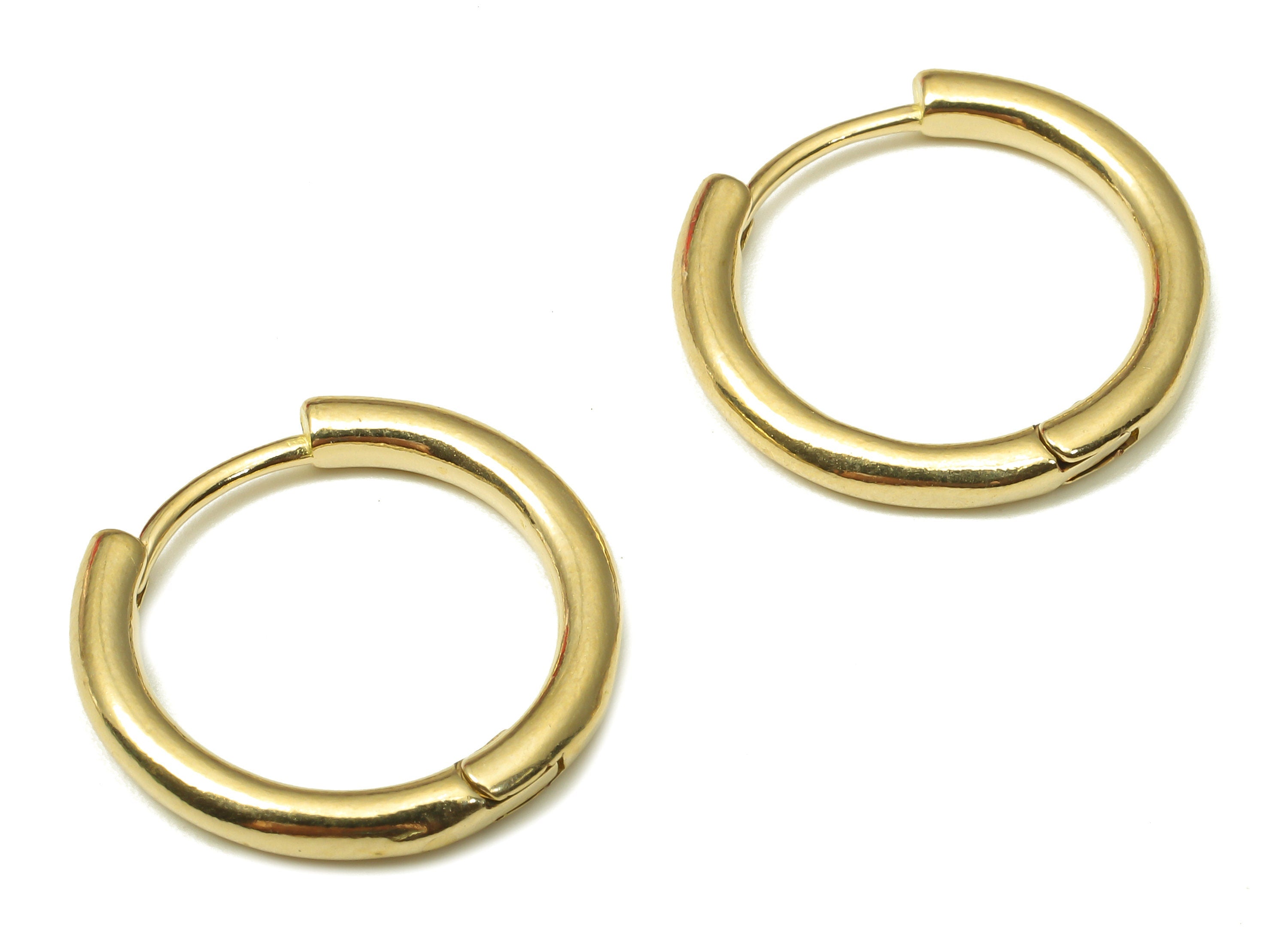 Brass Round Earring Clasp - Raw Brass Circle Huggie Earring - Huggie Hoop Earring - Hoop Earring - 17.84x16.7x2.18mm - PP7927 - DOMEDBAZAAR