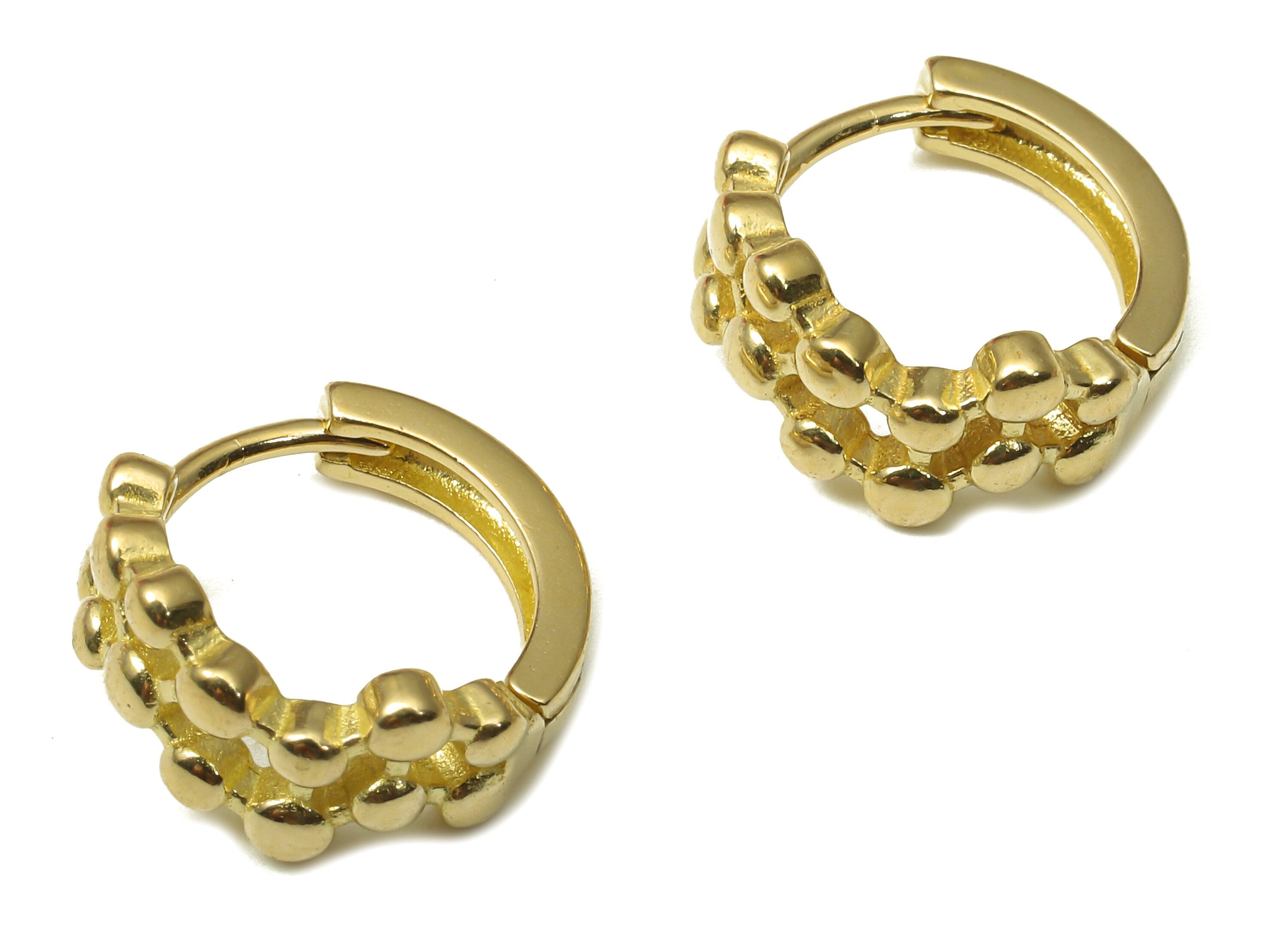 Brass Hoop Earring Clasp - Raw Brass Molecular Structure ball Hoop Earring - Designer Hoop Earrings - 14.16x7.07x1.96mm - PP7938 - DOMEDBAZAAR