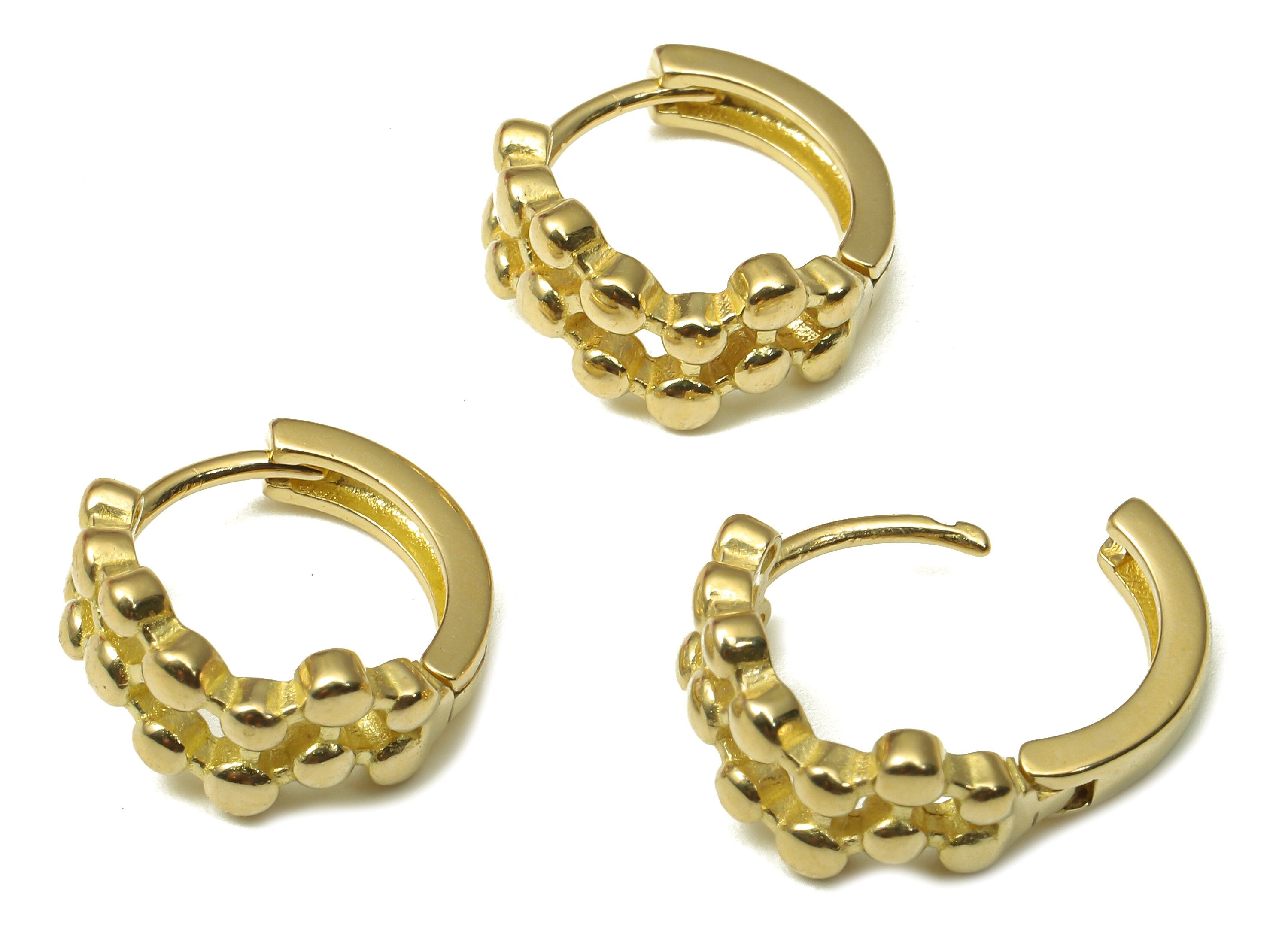 Brass Hoop Earring Clasp - Raw Brass Molecular Structure ball Hoop Earring - Designer Hoop Earrings - 14.16x7.07x1.96mm - PP7938 - DOMEDBAZAAR