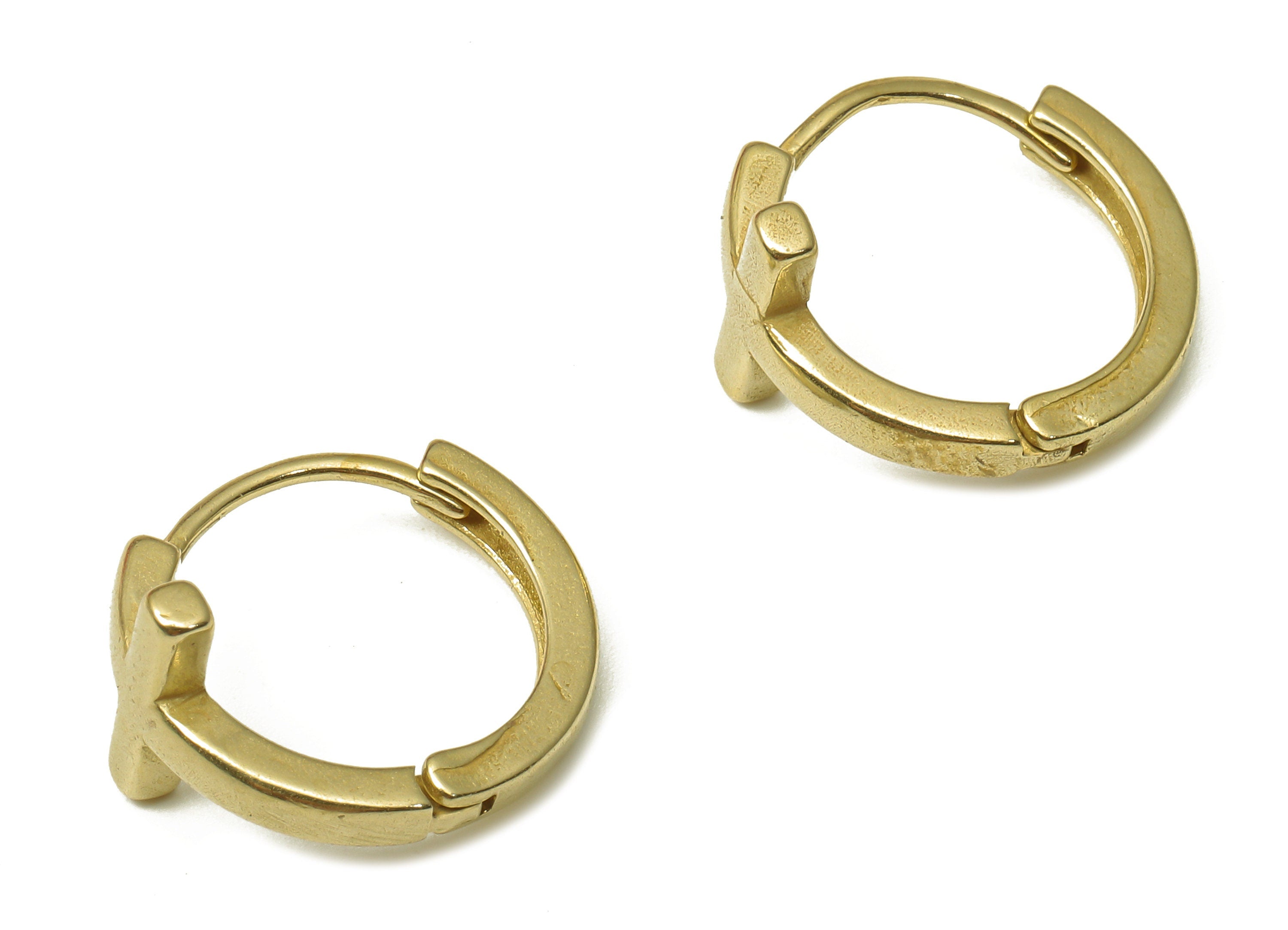 Brass Round Hoop Earring Clasp - Raw Brass Circle Bar Hoop Earring With Cross - Designer Hoop Earrings - 15.93x9.48x1.73mm - PP7940 - DOMEDBAZAAR