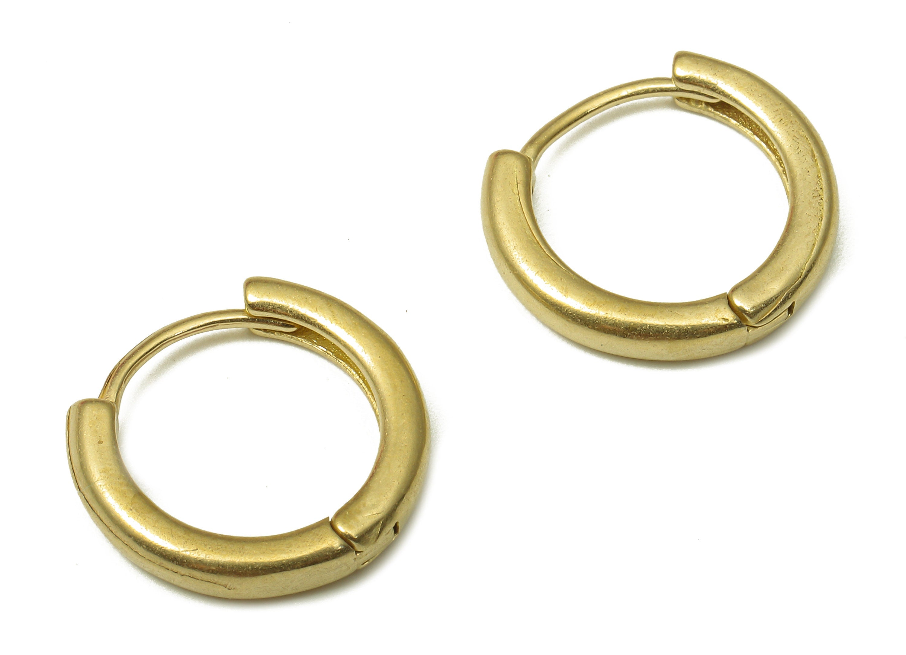 Brass Round Earring Clasp - Raw Brass Circle Huggie Earring - Huggie Hoop Earring - Hoop Earring - 14.98x14.98x2.62mm - PP7948 - DOMEDBAZAAR