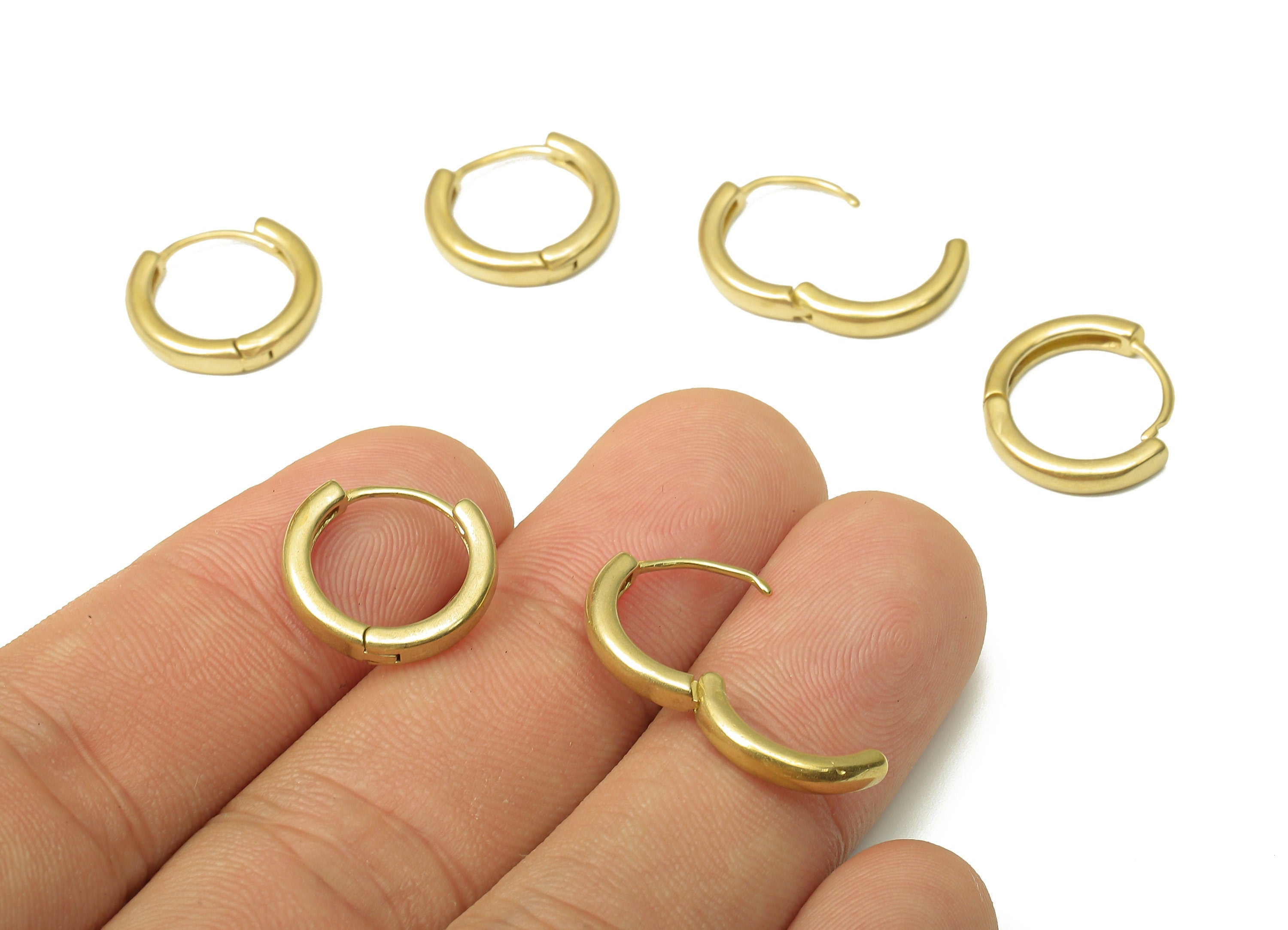 Brass Round Earring Clasp - Raw Brass Circle Huggie Earring - Huggie Hoop Earring - Hoop Earring - 14.98x14.98x2.62mm - PP7948 - DOMEDBAZAAR