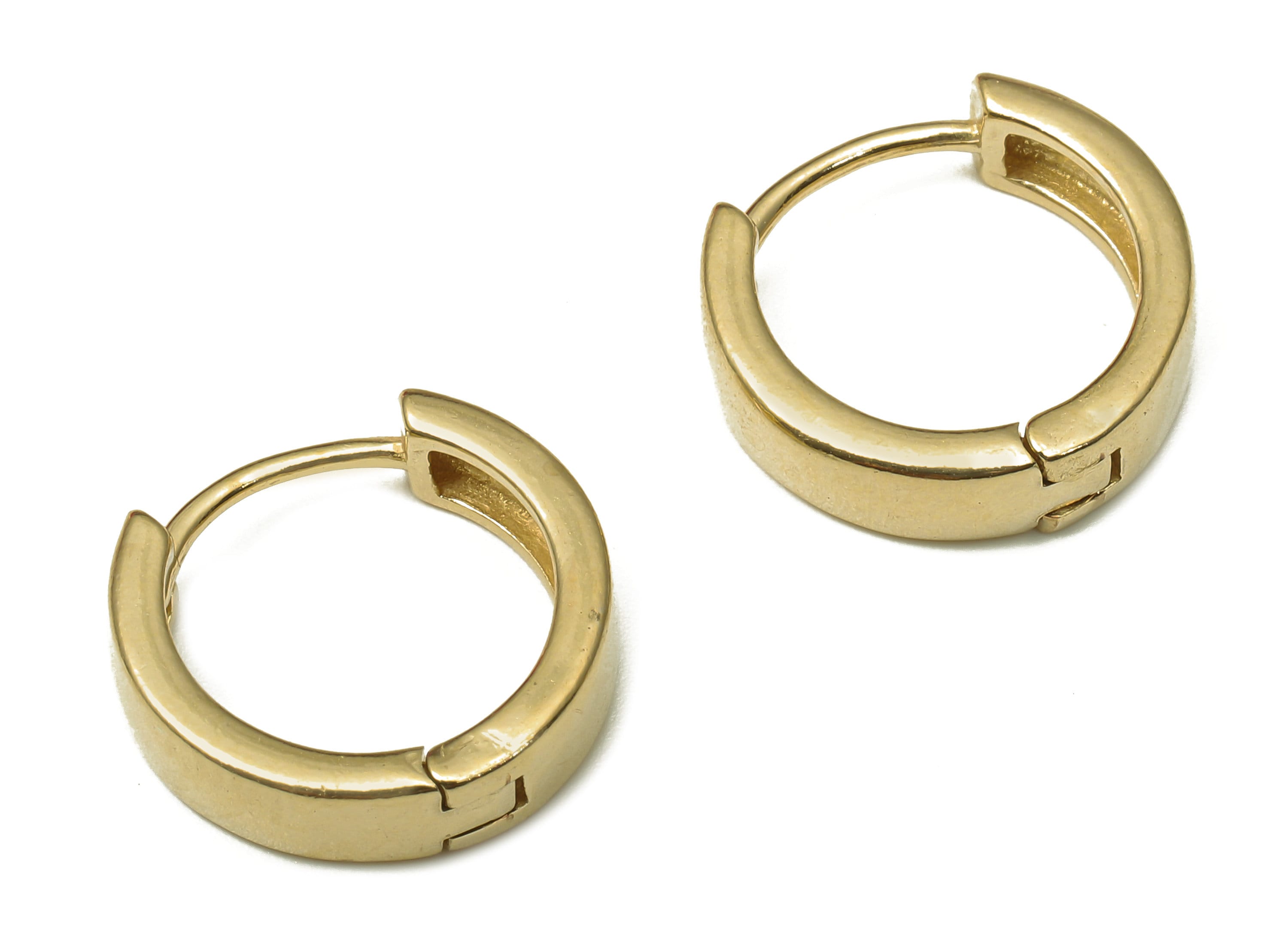 Brass Round Earring Clasp - Raw Brass Circle Huggie Earring - Wide Huggie Hoop Earring - Thick Hoop Earring - 14.72x14.72x1.88mm - PP7950 - DOMEDBAZAAR