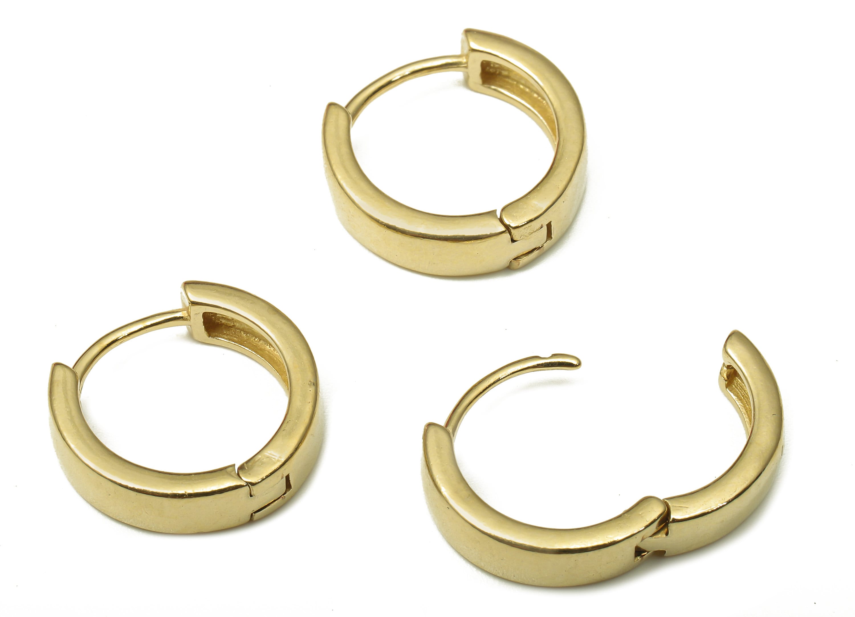 Brass Round Earring Clasp - Raw Brass Circle Huggie Earring - Wide Huggie Hoop Earring - Thick Hoop Earring - 14.72x14.72x1.88mm - PP7950 - DOMEDBAZAAR
