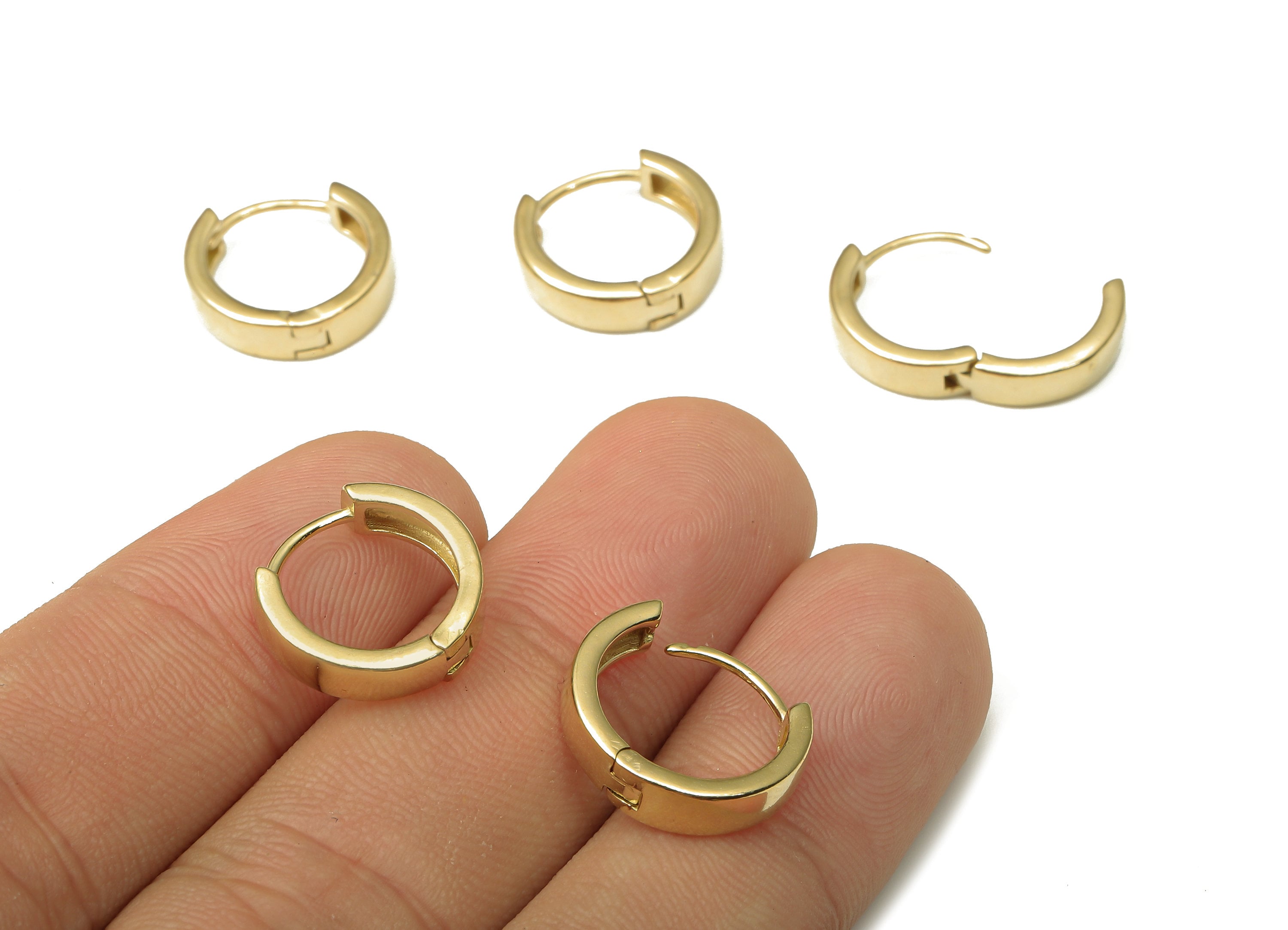 Brass Round Earring Clasp - Raw Brass Circle Huggie Earring - Wide Huggie Hoop Earring - Thick Hoop Earring - 14.72x14.72x1.88mm - PP7950 - DOMEDBAZAAR