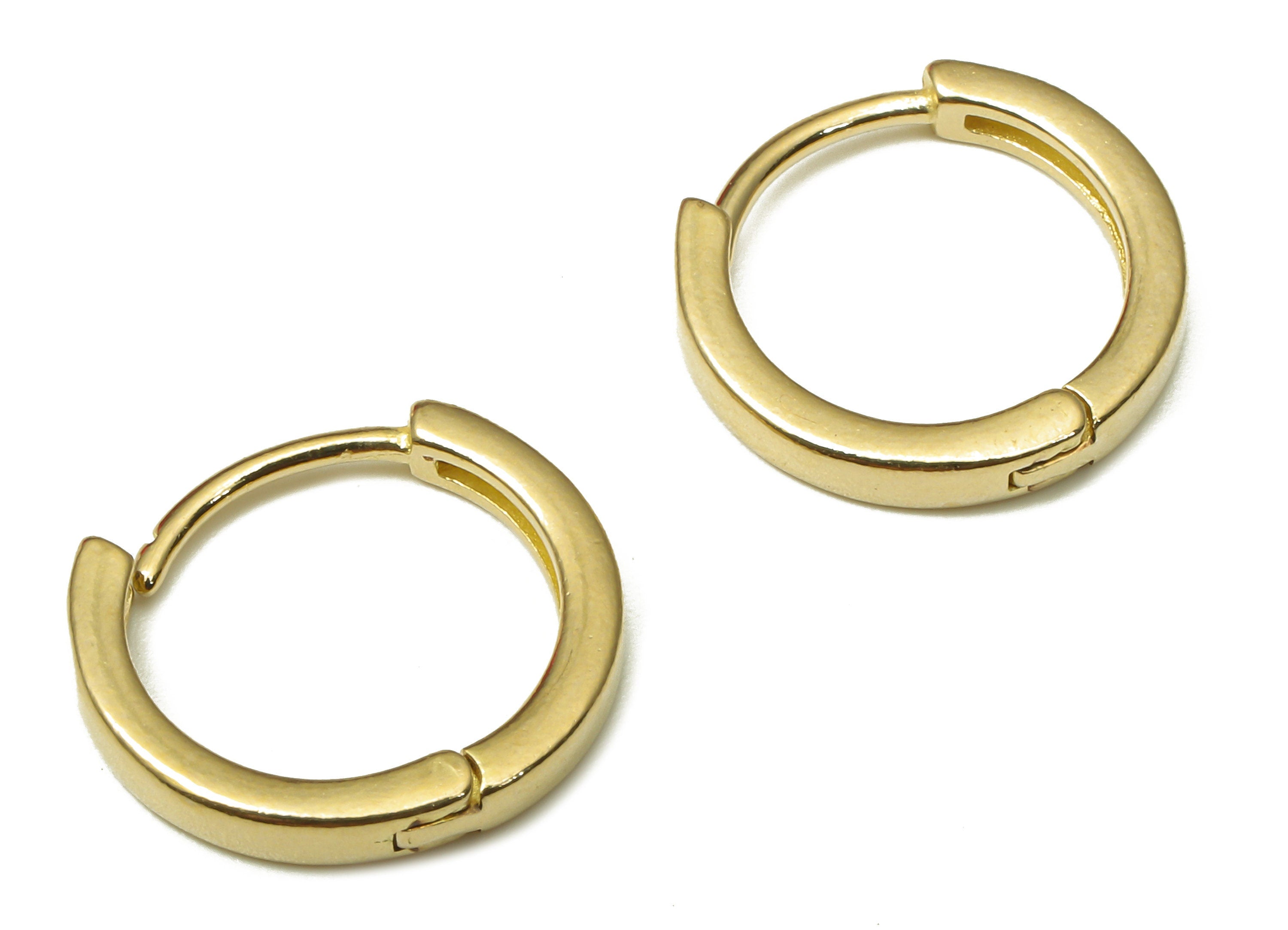 Brass Small Round Earring Clasp - Raw Brass Circle Huggie Earring - Huggie Hoop Earring - Thick Hoop Earring - 14.08X14.08X2.4mm - PP7952 - DOMEDBAZAAR