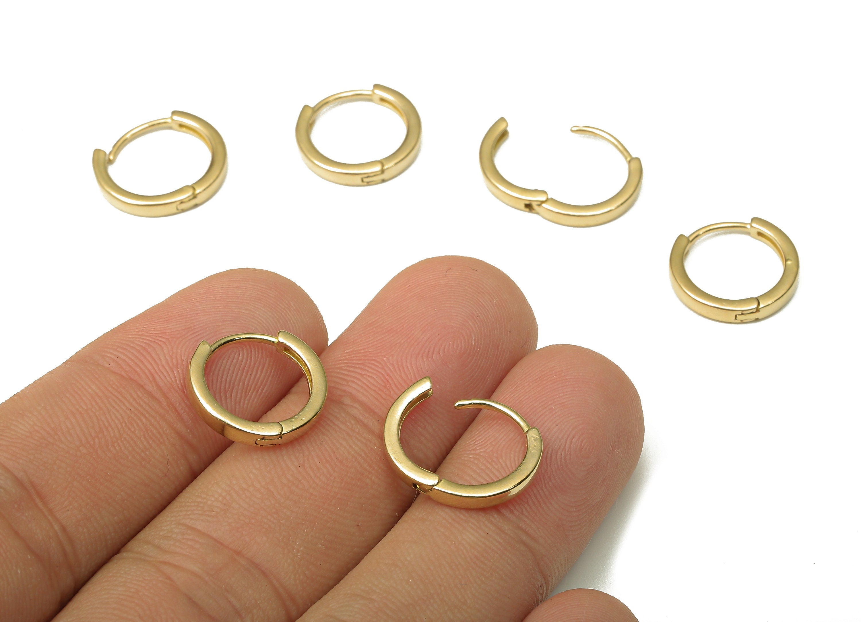 Brass Small Round Earring Clasp - Raw Brass Circle Huggie Earring - Huggie Hoop Earring - Thick Hoop Earring - 14.08X14.08X2.4mm - PP7952 - DOMEDBAZAAR