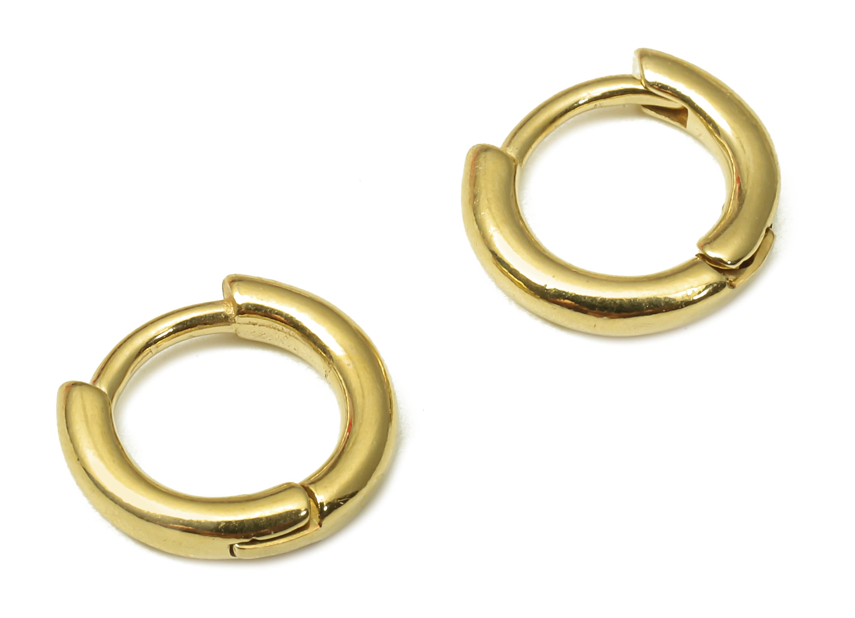 Brass Round Earring Clasp - Raw Brass Circle Huggie Earring - Huggie Hoop Earring - Thick Hoop Earring - 9.67x9.67x1.85mm - PP7954 - DOMEDBAZAAR
