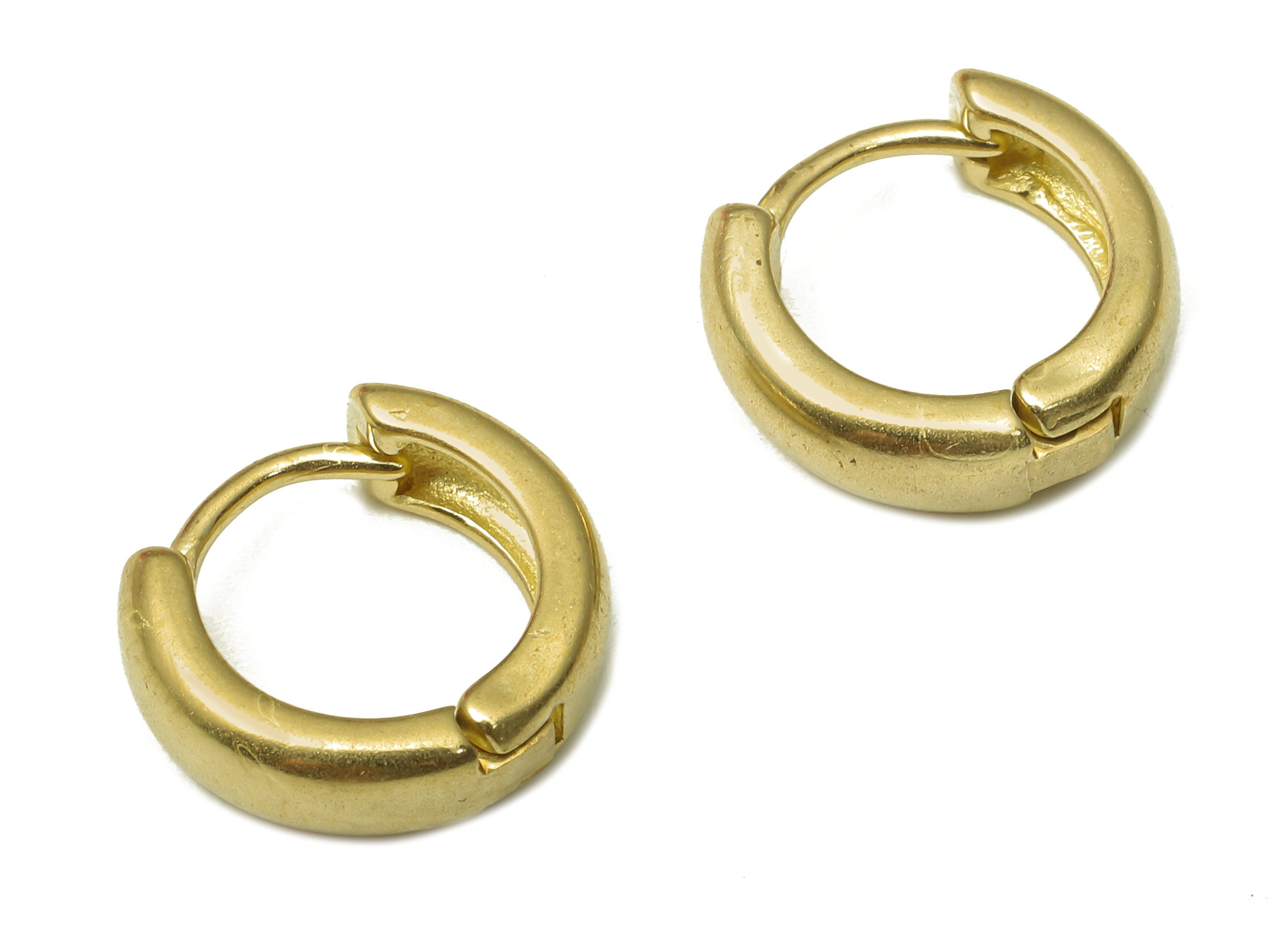 Brass Round Earring Clasp - Raw Brass Circle Huggie Earring - Huggie Hoop Earring - Thick Hoop Earring - 12.54x12.54x1.88mm - PP7949 - DOMEDBAZAAR