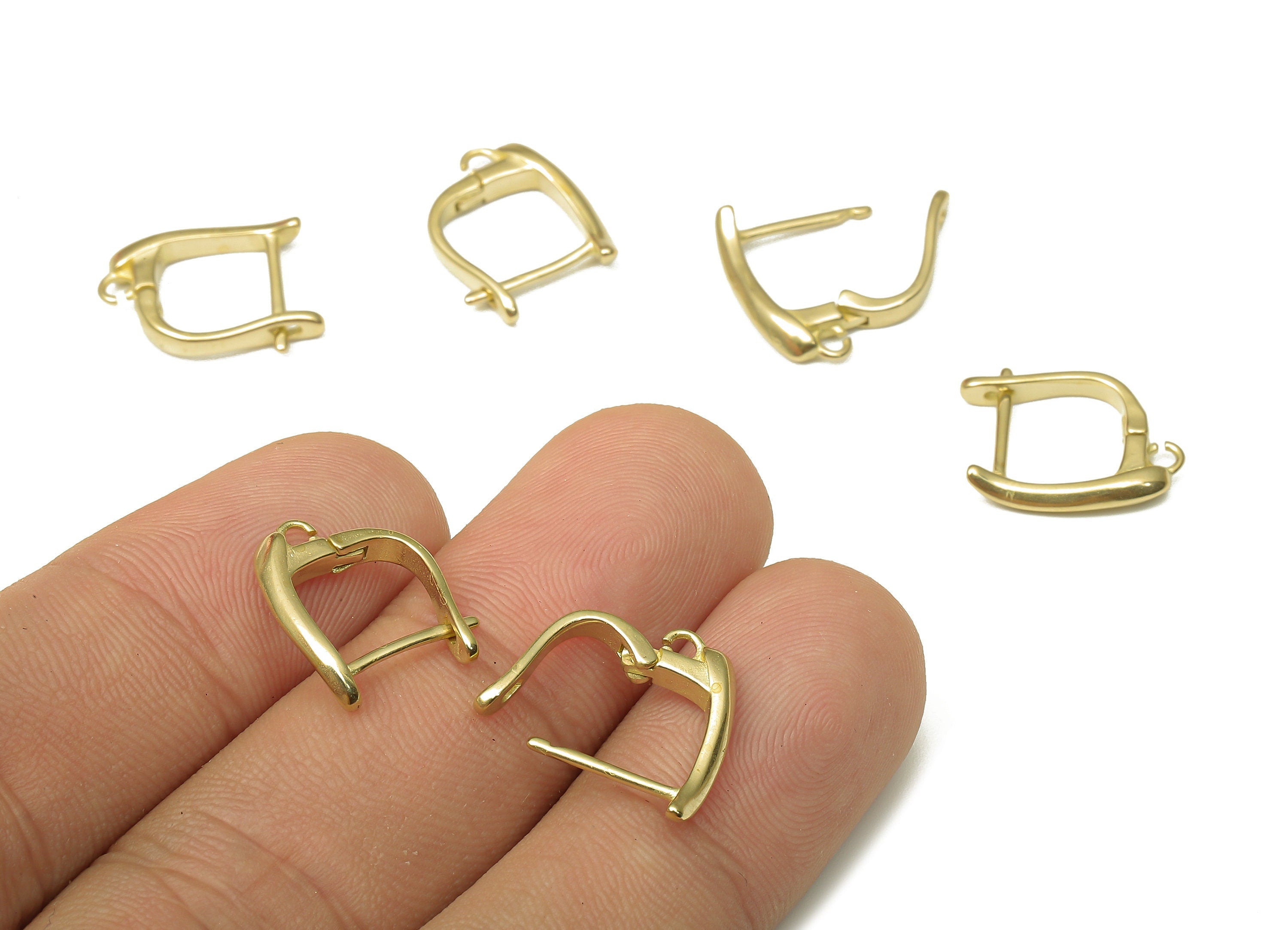 Brass Earring Clasp  - Raw Brass Stud Earrings - Dainty Earrings - 15.54x13.1x2.3mm - PP7945 - DOMEDBAZAAR
