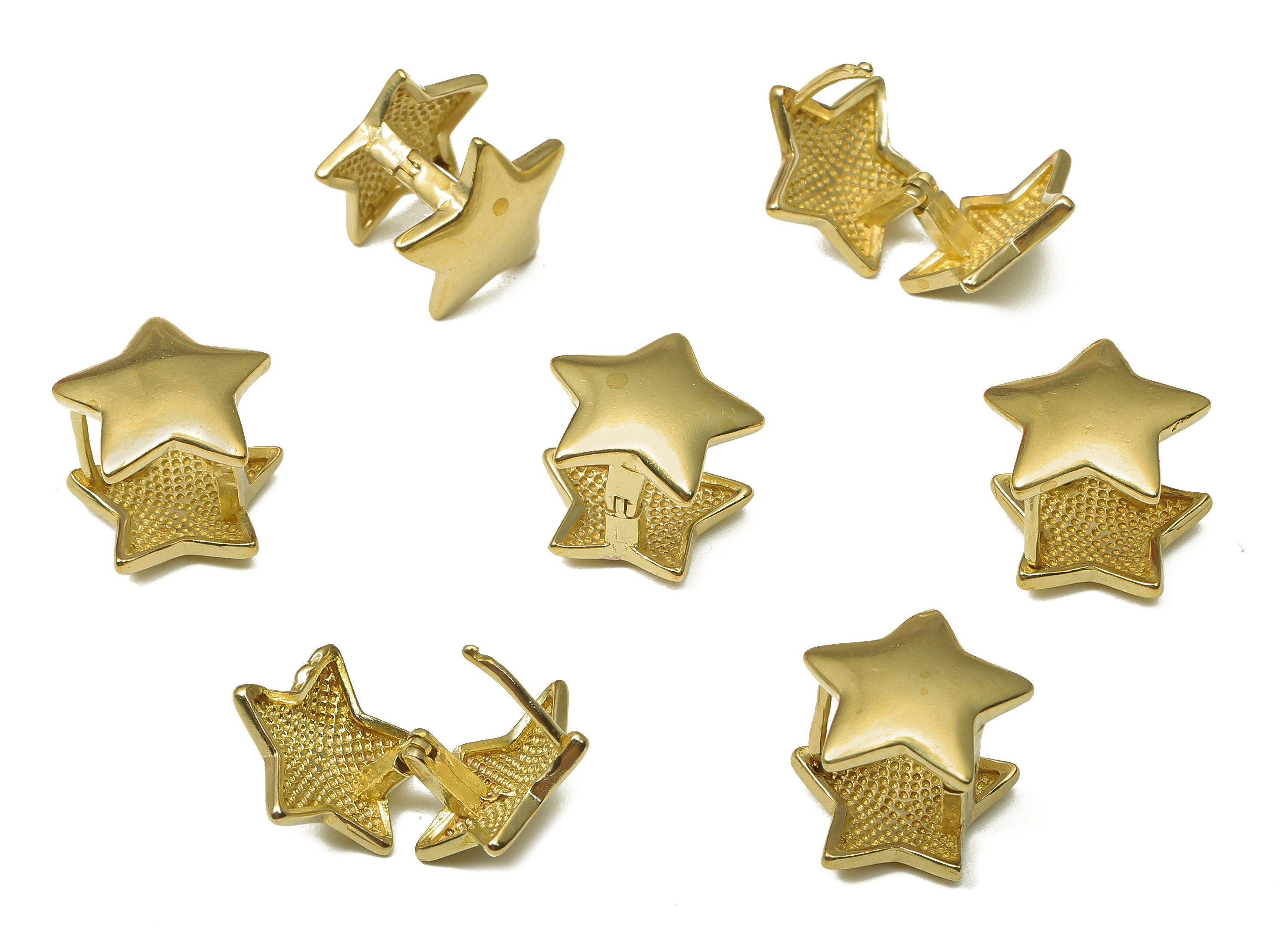 Brass Star Earring Clasp - Raw Brass Star Huggie Earring - Raw Brass Earring Component Hooks - 12.58x12.19x2mm - PP7941 - DOMEDBAZAAR