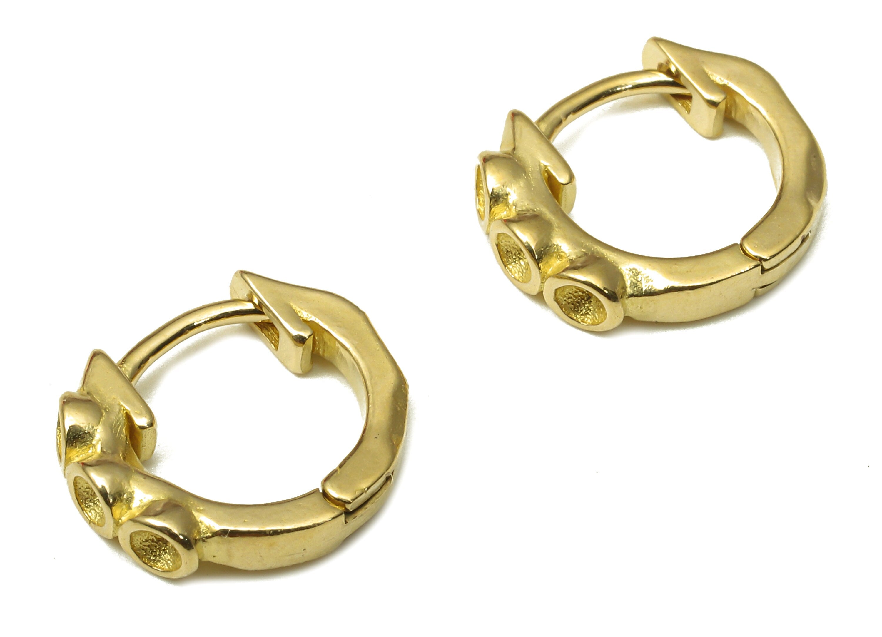Brass Round Earring Clasp - Raw Brass Circle Huggie Earring - Huggie Hoop Earring - Hoop Earring - 11.98x11.98x1.6mm - PP7943 - DOMEDBAZAAR