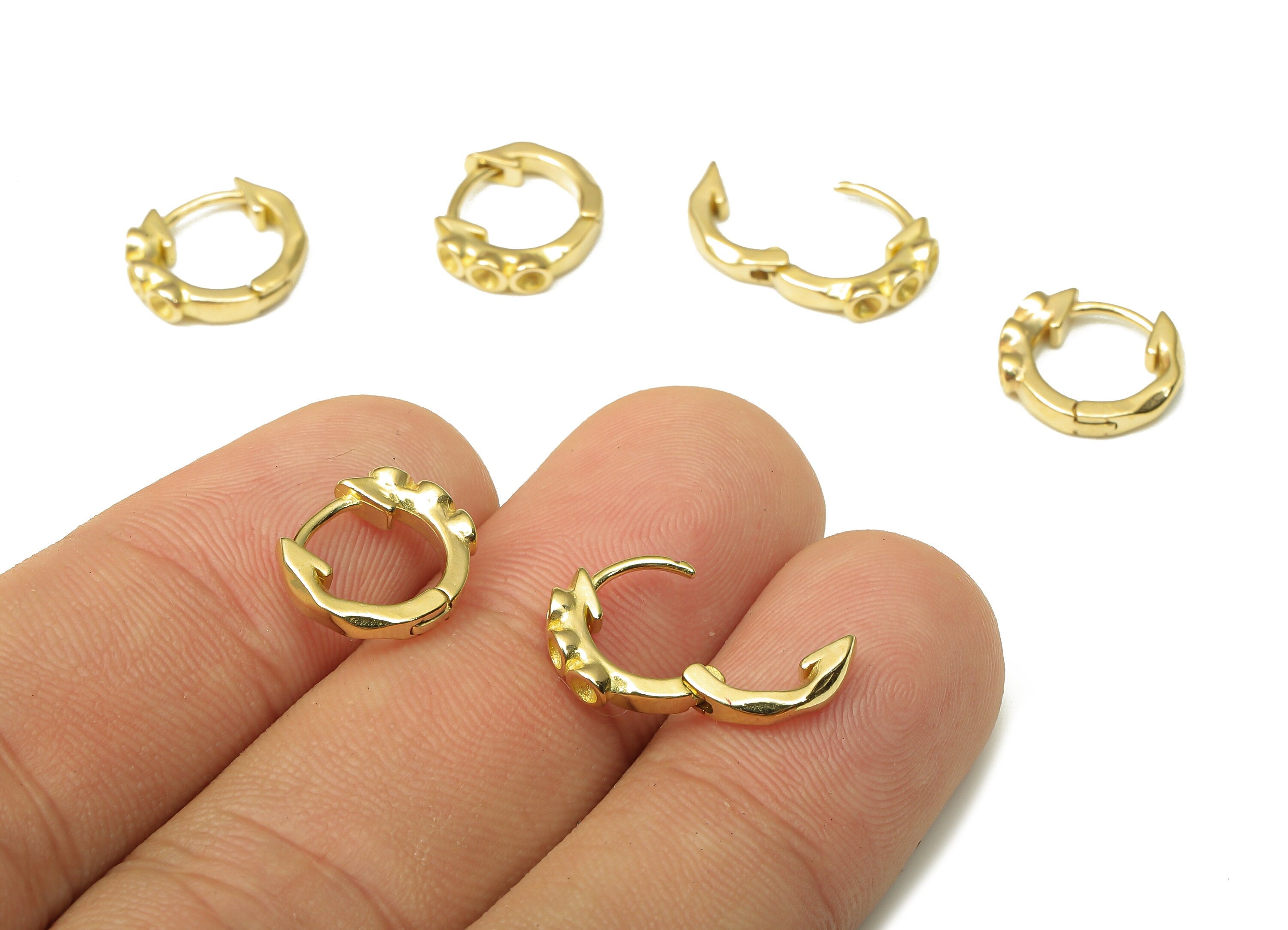 Brass Round Earring Clasp - Raw Brass Circle Huggie Earring - Huggie Hoop Earring - Hoop Earring - 11.98x11.98x1.6mm - PP7943 - DOMEDBAZAAR