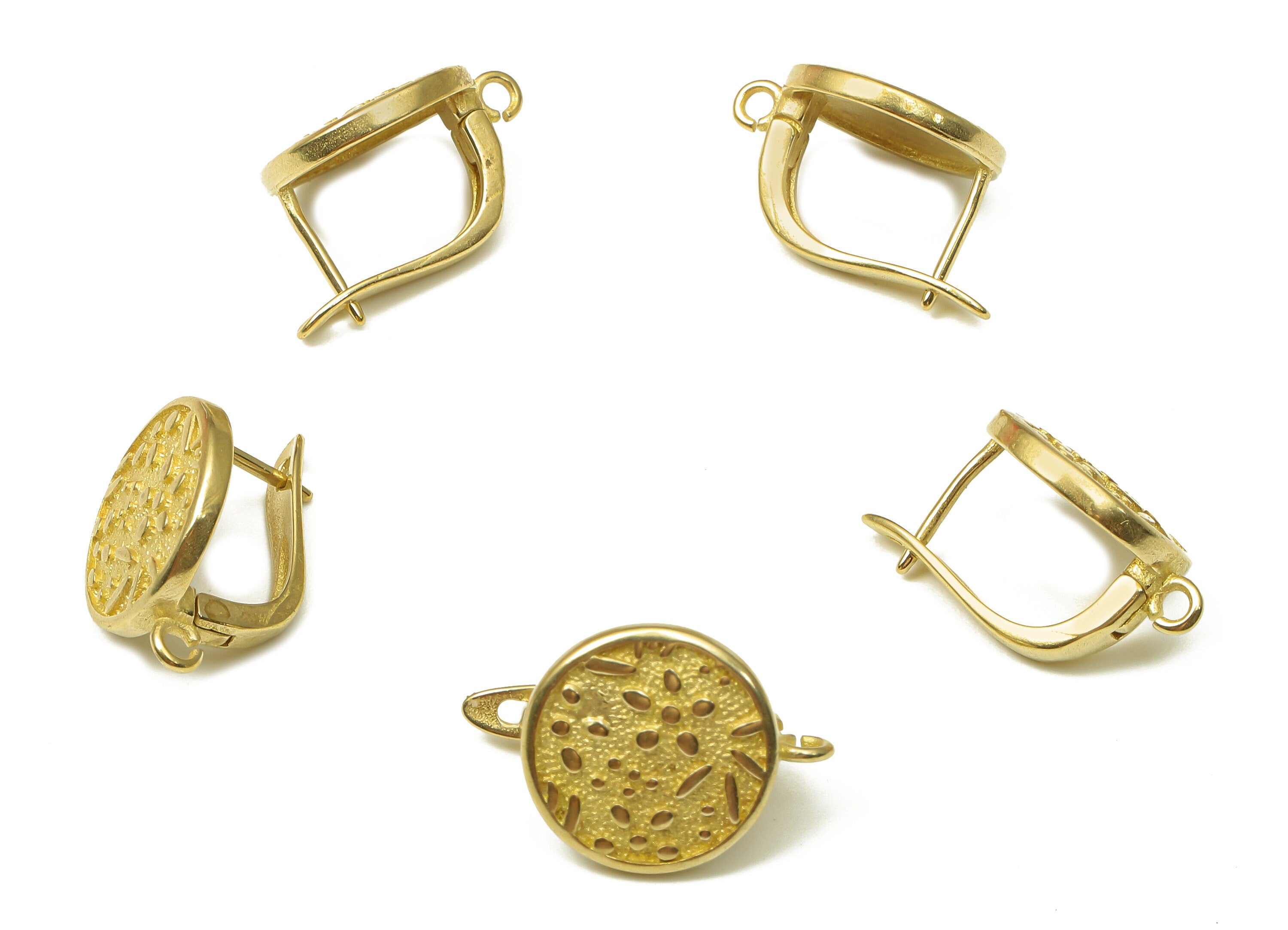 Brass Round Earring Clasp - Raw Brass Circle Earrings - Dainty Earrings - 19.06x13.2x1.86mm - PP7944 - DOMEDBAZAAR