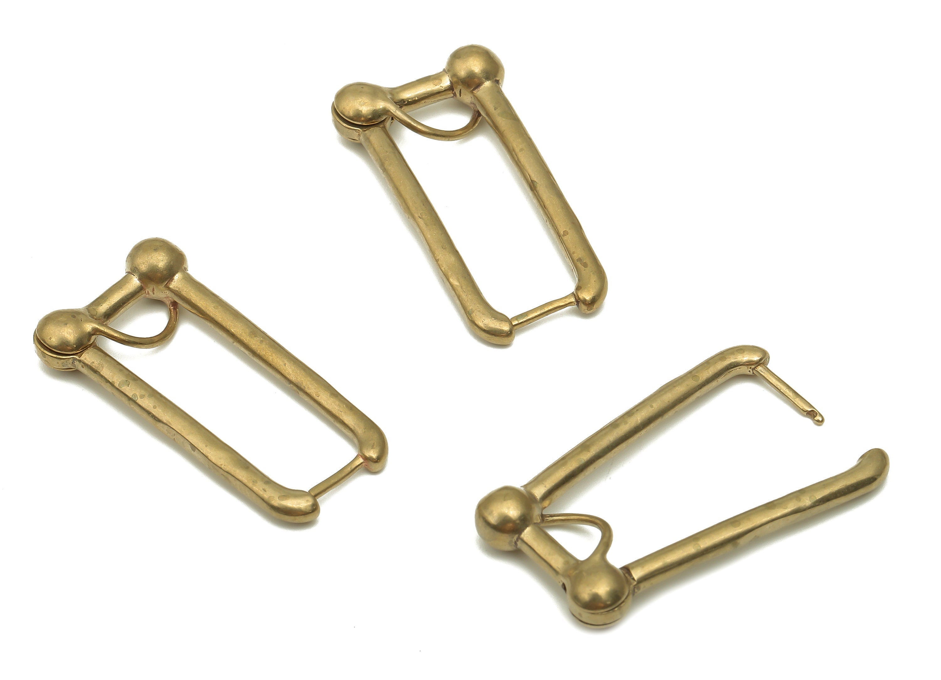 Brass U Geometric Earrings - Raw Brass Stud Earrings - Brass Rectangular Hoop Earrings - Jewelry Supplies - 29.67x15.34x4.98mm- PP7881 - DOMEDBAZAAR