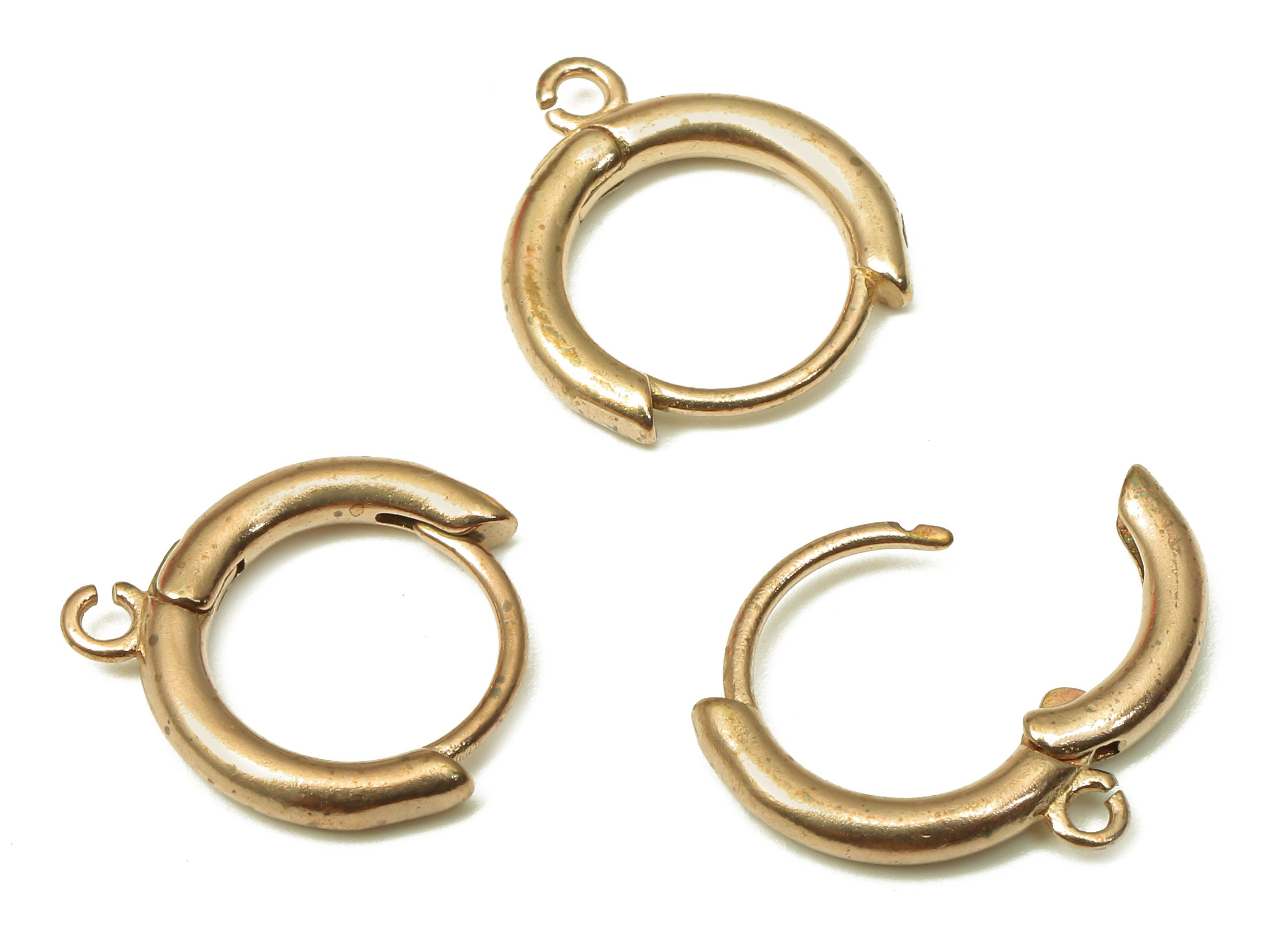 Brass Round Earring Clasp - Raw Brass Circle Hoop Earring With Loop - Hoop Earring - 13.34x12.09x1.89mm - PP7957 - DOMEDBAZAAR