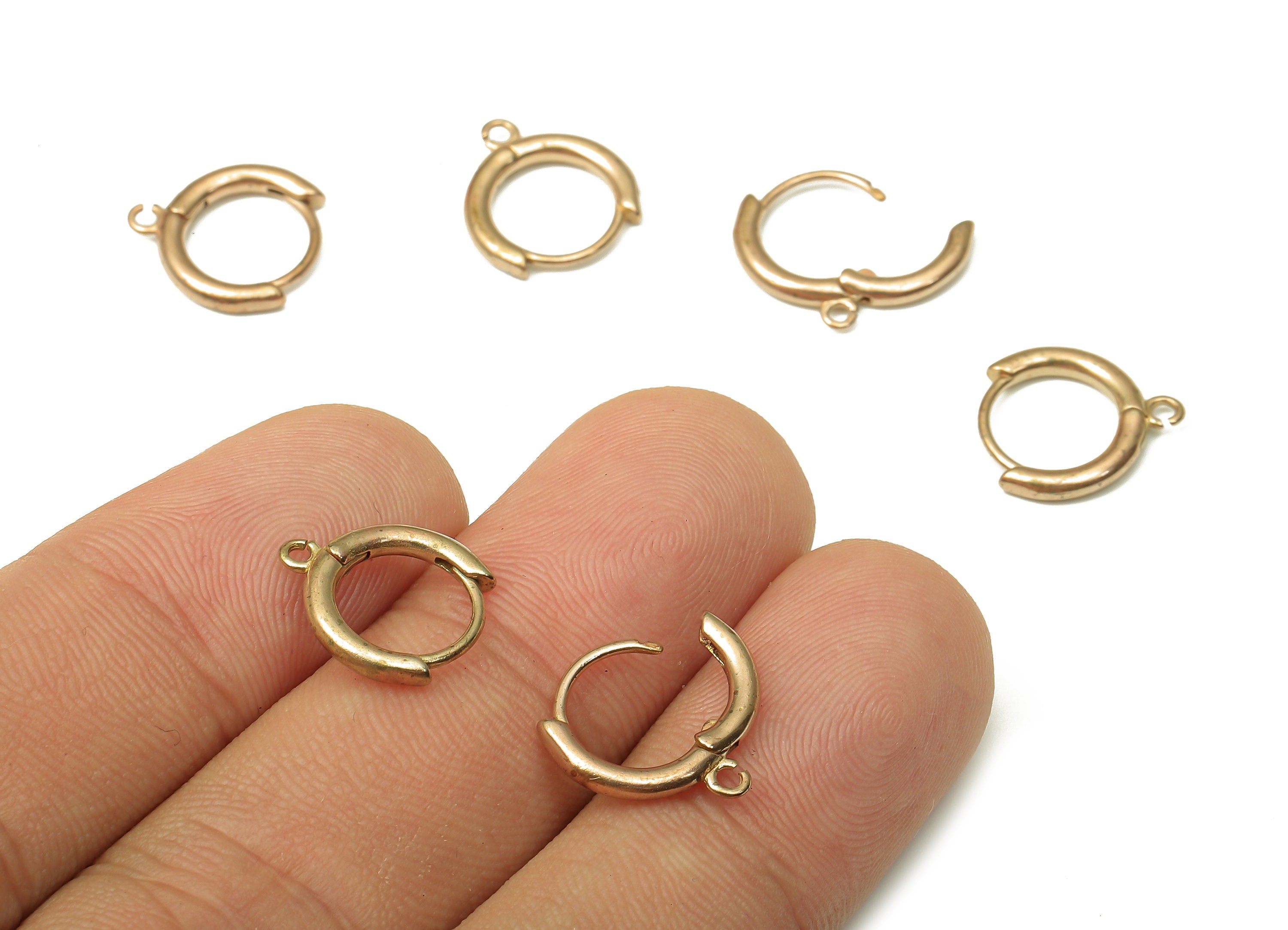 Brass Round Earring Clasp - Raw Brass Circle Hoop Earring With Loop - Hoop Earring - 13.34x12.09x1.89mm - PP7957 - DOMEDBAZAAR