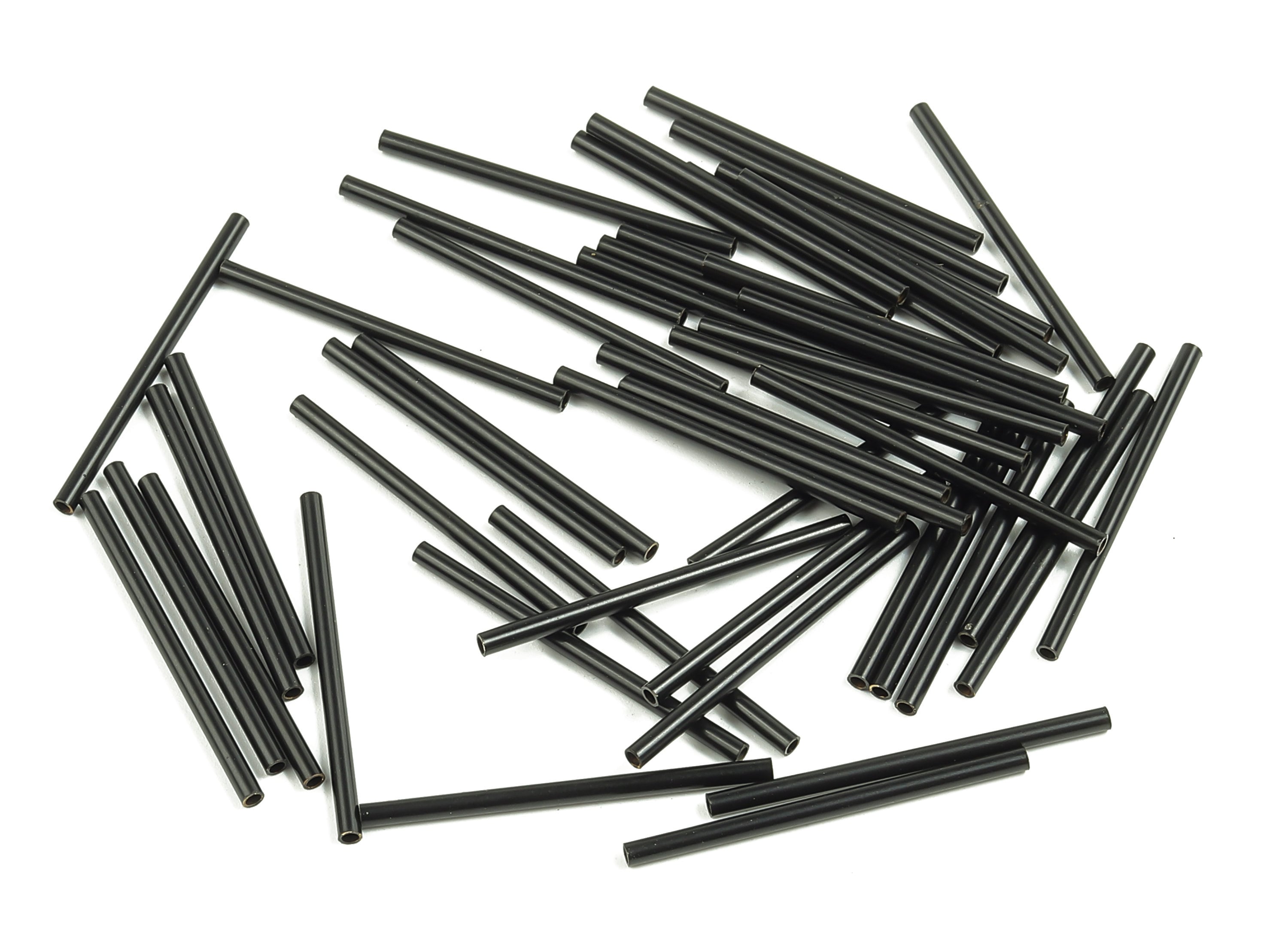 Matte Black Himmeli Tubes - Raw Brass Round Himmeli DIY Tube Beads - Circle Pipes for Geometric - For Air Plants - 1.5x0.2x25mm - PP4567B-25 - DOMEDBAZAAR