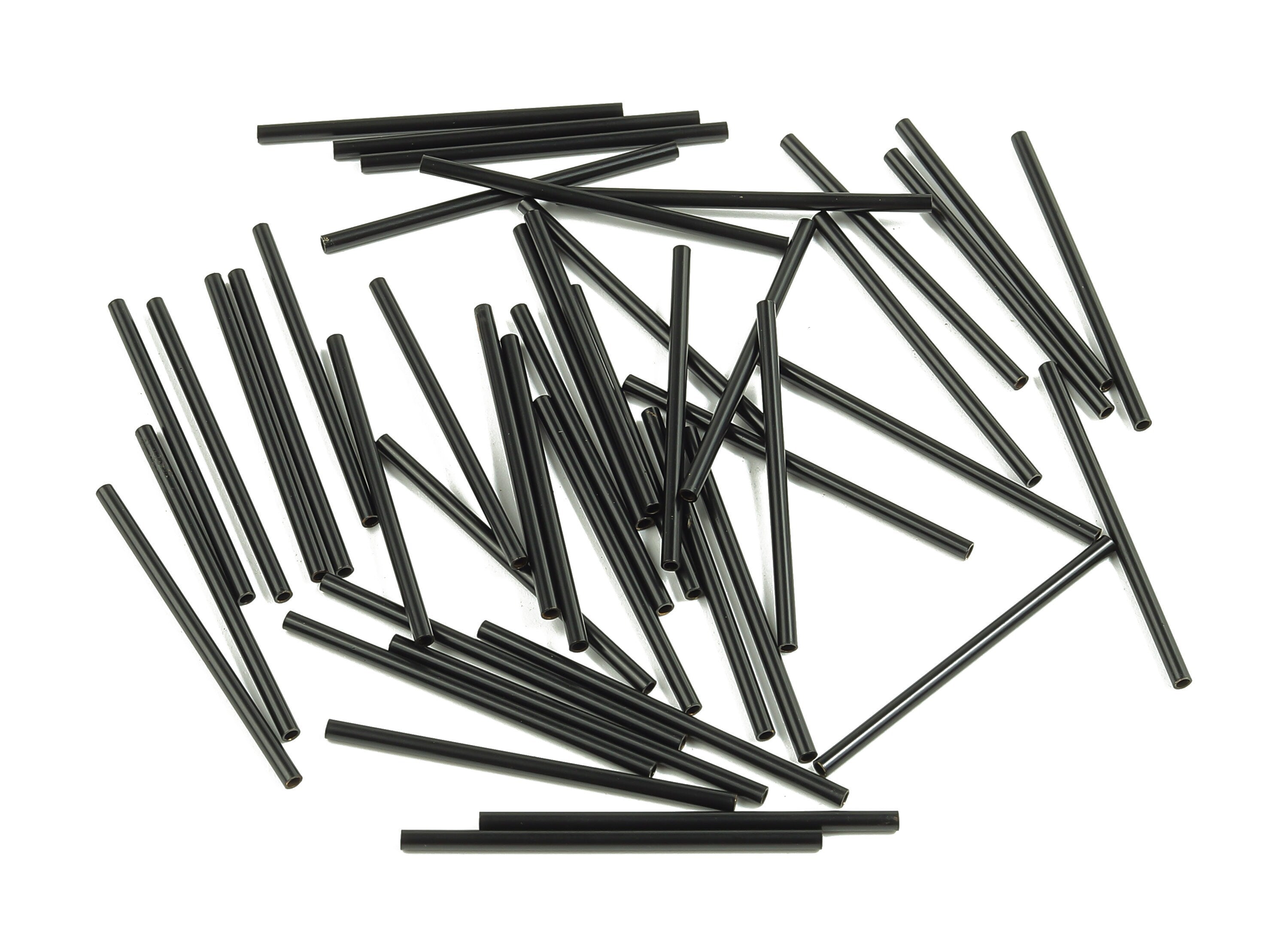 Matte Black Himmeli Tubes - Raw Brass Round Himmeli DIY Tube Beads - Circle Pipes for Geometric - For Air Plants -1.5x0.2x30mm - PP4567B-30 - DOMEDBAZAAR
