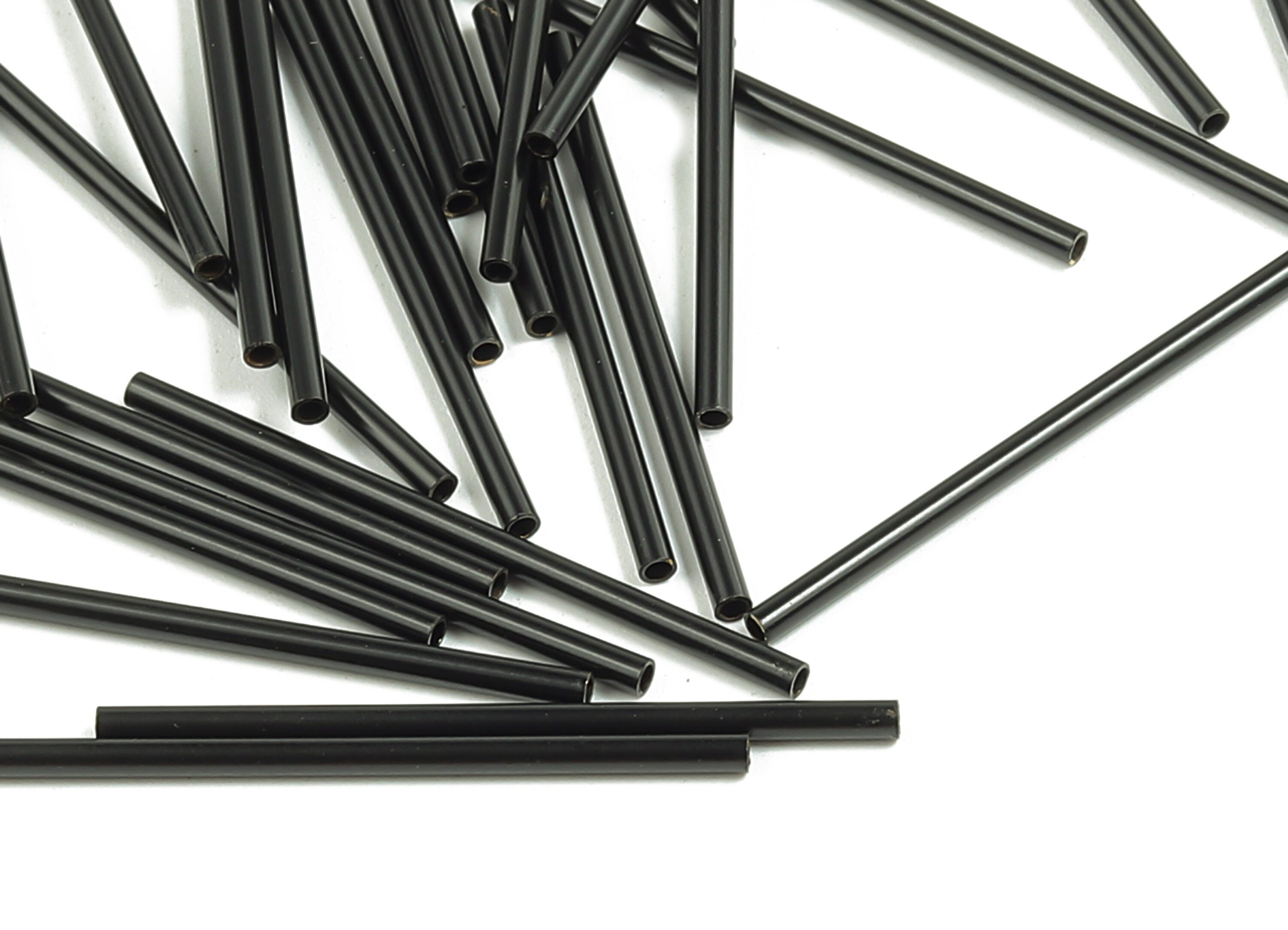 Matte Black Himmeli Tubes - Raw Brass Round Himmeli DIY Tube Beads - Circle Pipes for Geometric - For Air Plants -1.5x0.2x30mm - PP4567B-30 - DOMEDBAZAAR
