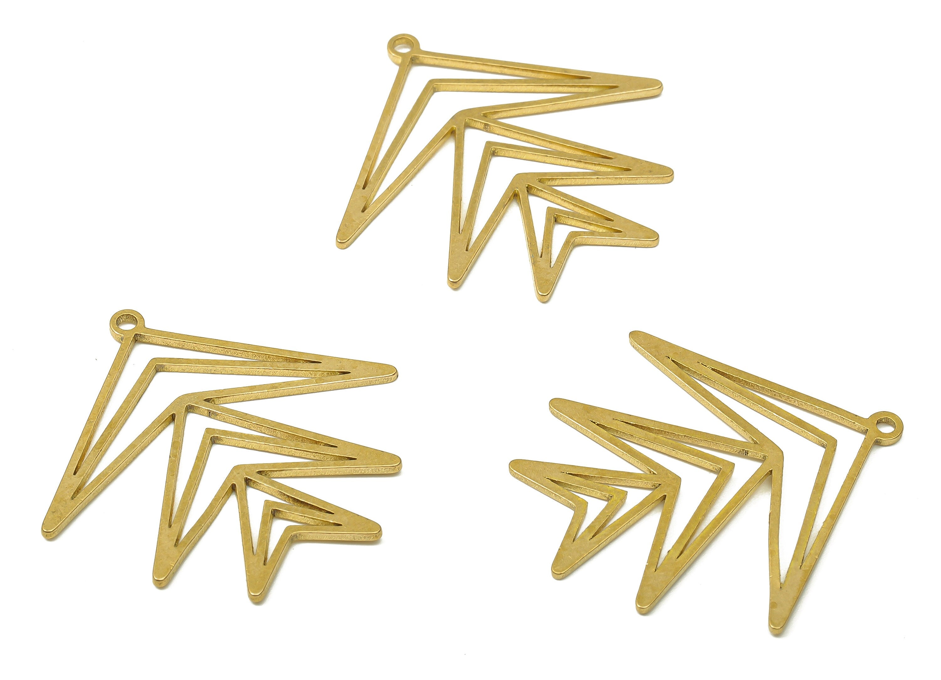 Brass Triangle Earring Charms - Raw Brass Triangle Tree Cutout Pendant With Loop - For Necklace - Earring Findings -31.9x30.6x0.8mm -PPA4913 - DOMEDBAZAAR