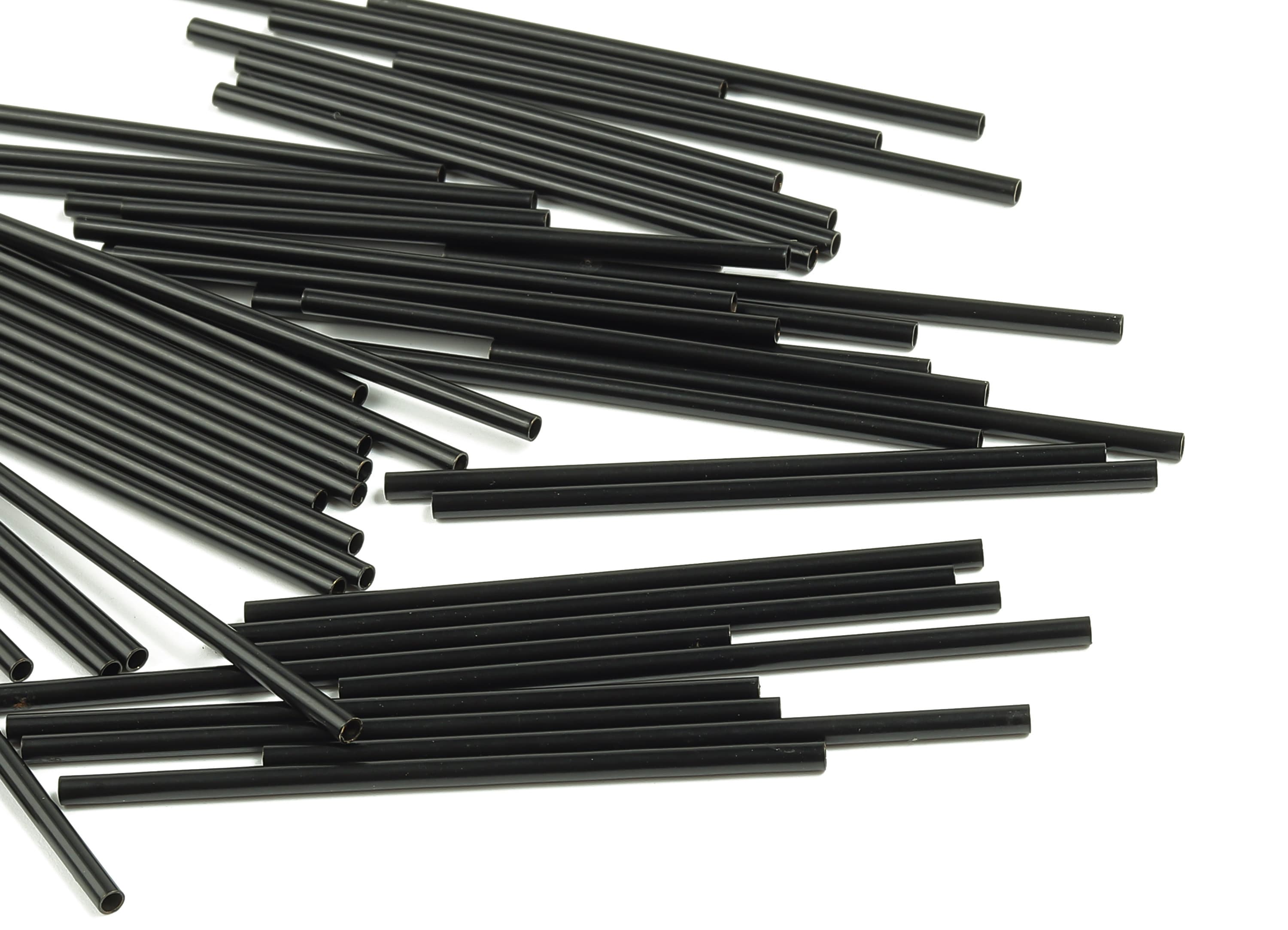 Matte Black Himmeli Tubes - Raw Brass Round  Himmeli DIY Tube Beads - Circle Pipes for Geometric - For Air Plants - 2x0.2x50mm- PP4568B-50 - DOMEDBAZAAR