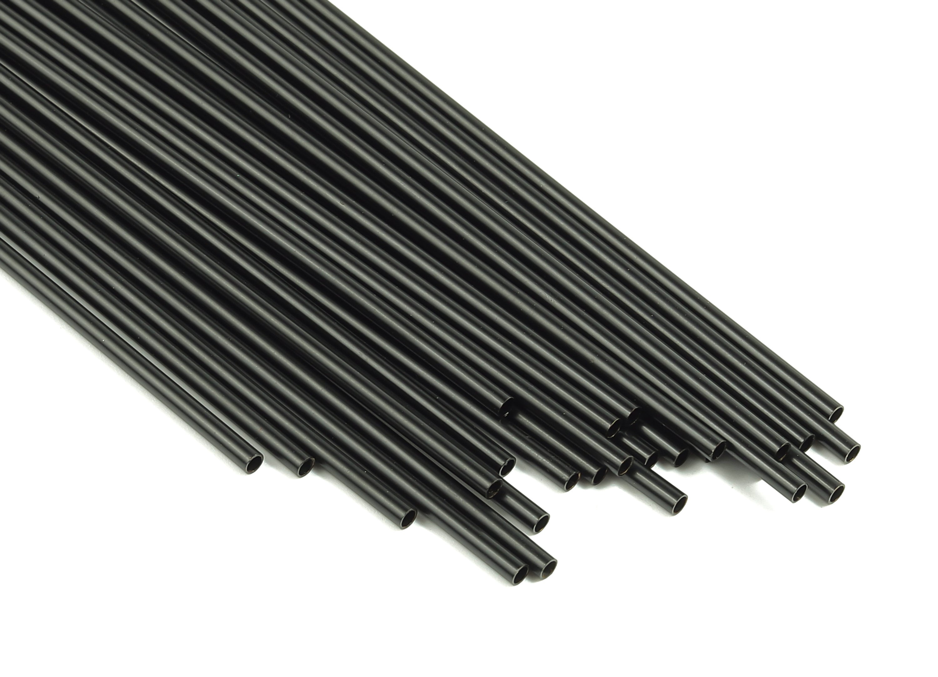 Matte Black Himmeli Tubes - Raw Brass Round  Himmeli DIY Tube Beads - Circle Pipes for Geometric - For Air Plants - 2x0.2x110mm- PP4568B-110 - DOMEDBAZAAR