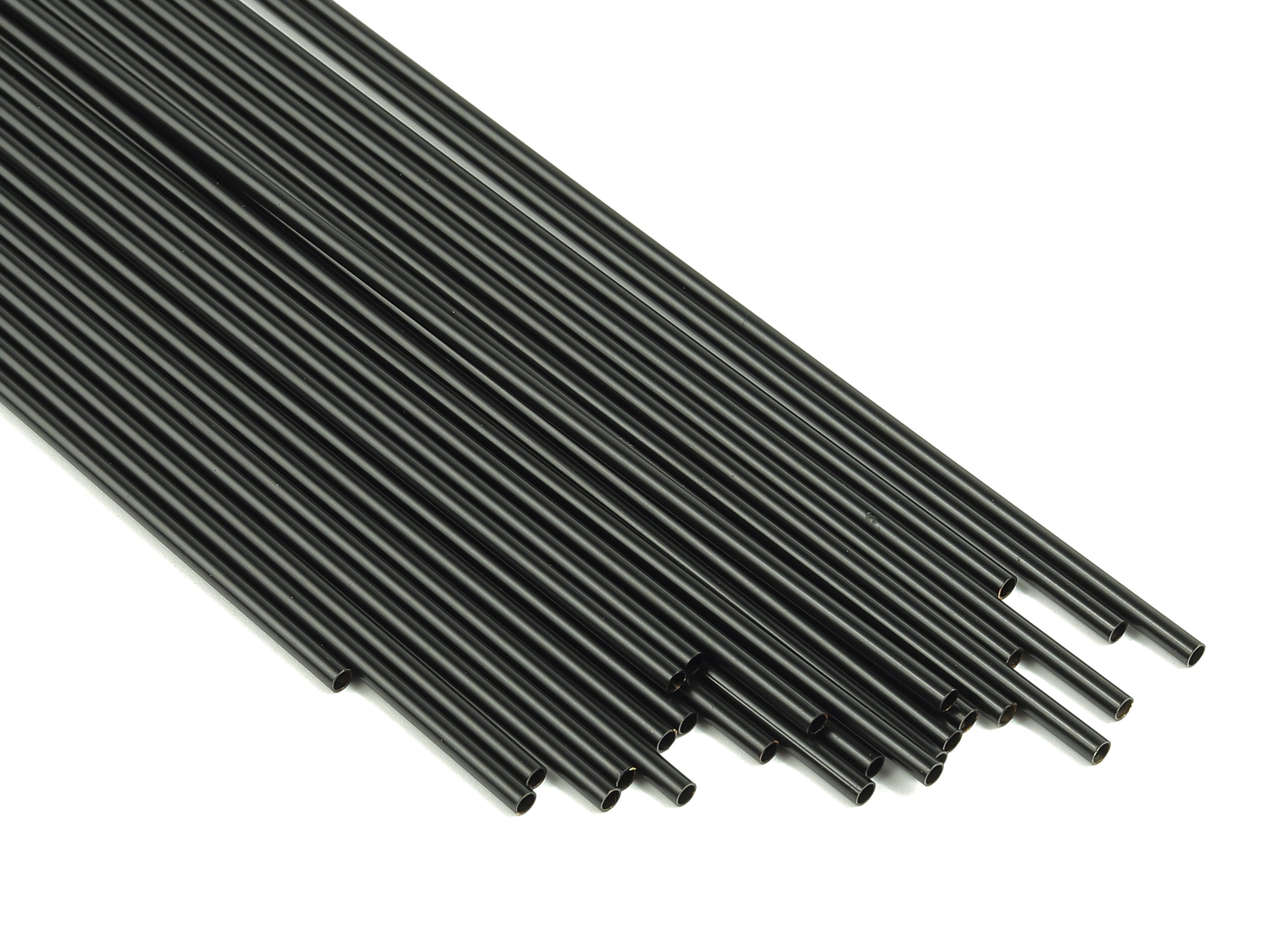 Matte Black Himmeli Tubes - Raw Brass Round  Himmeli DIY Tube Beads - Circle Pipes for Geometric - For Air Plants - 2x0.2x140mm- PP4568B-140 - DOMEDBAZAAR