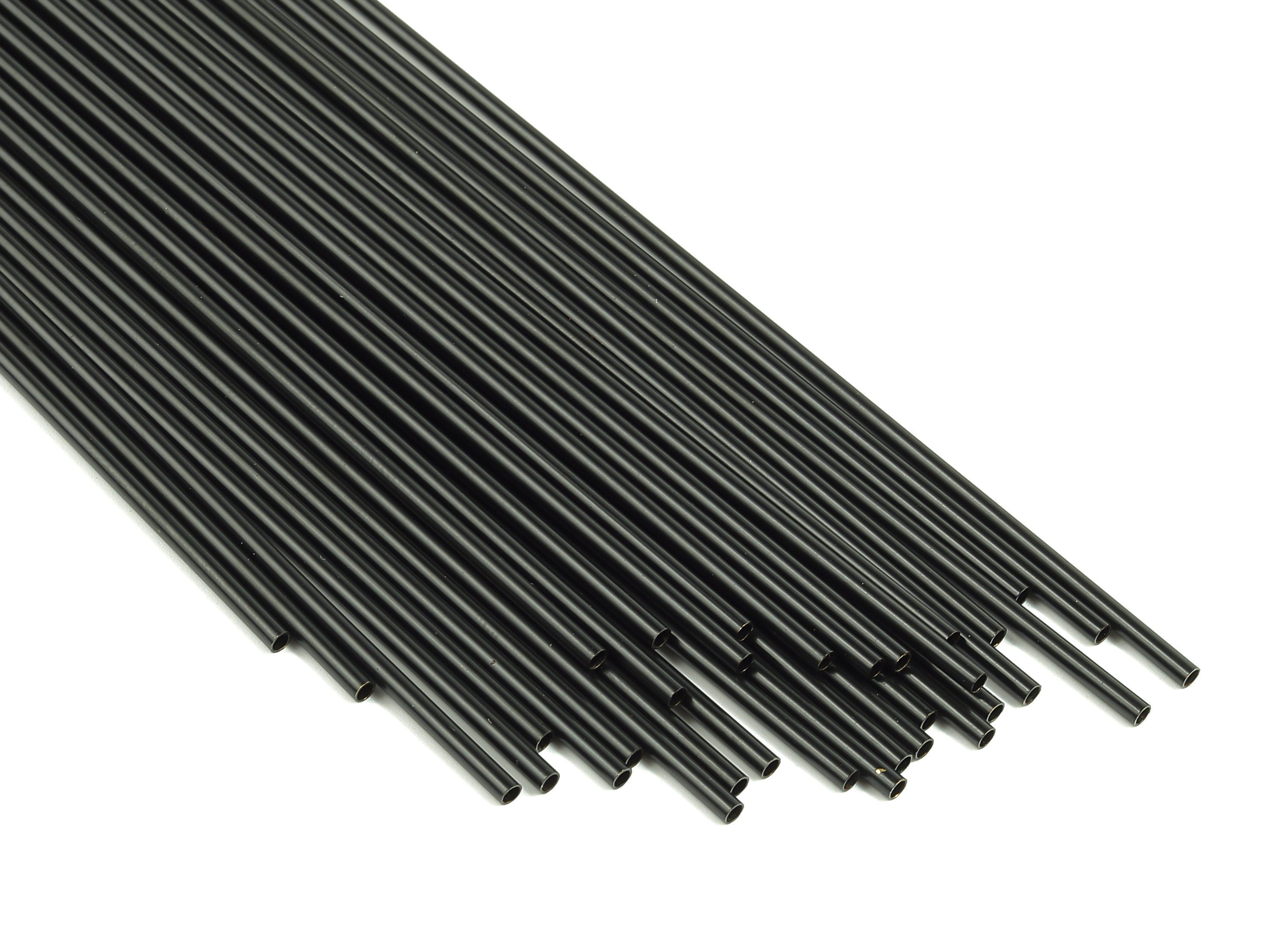 Matte Black Himmeli Tubes - Raw Brass Round  Himmeli DIY Tube Beads - Circle Pipes for Geometric - For Air Plants - 2x0.2x200mm- PP4568B-200 - DOMEDBAZAAR