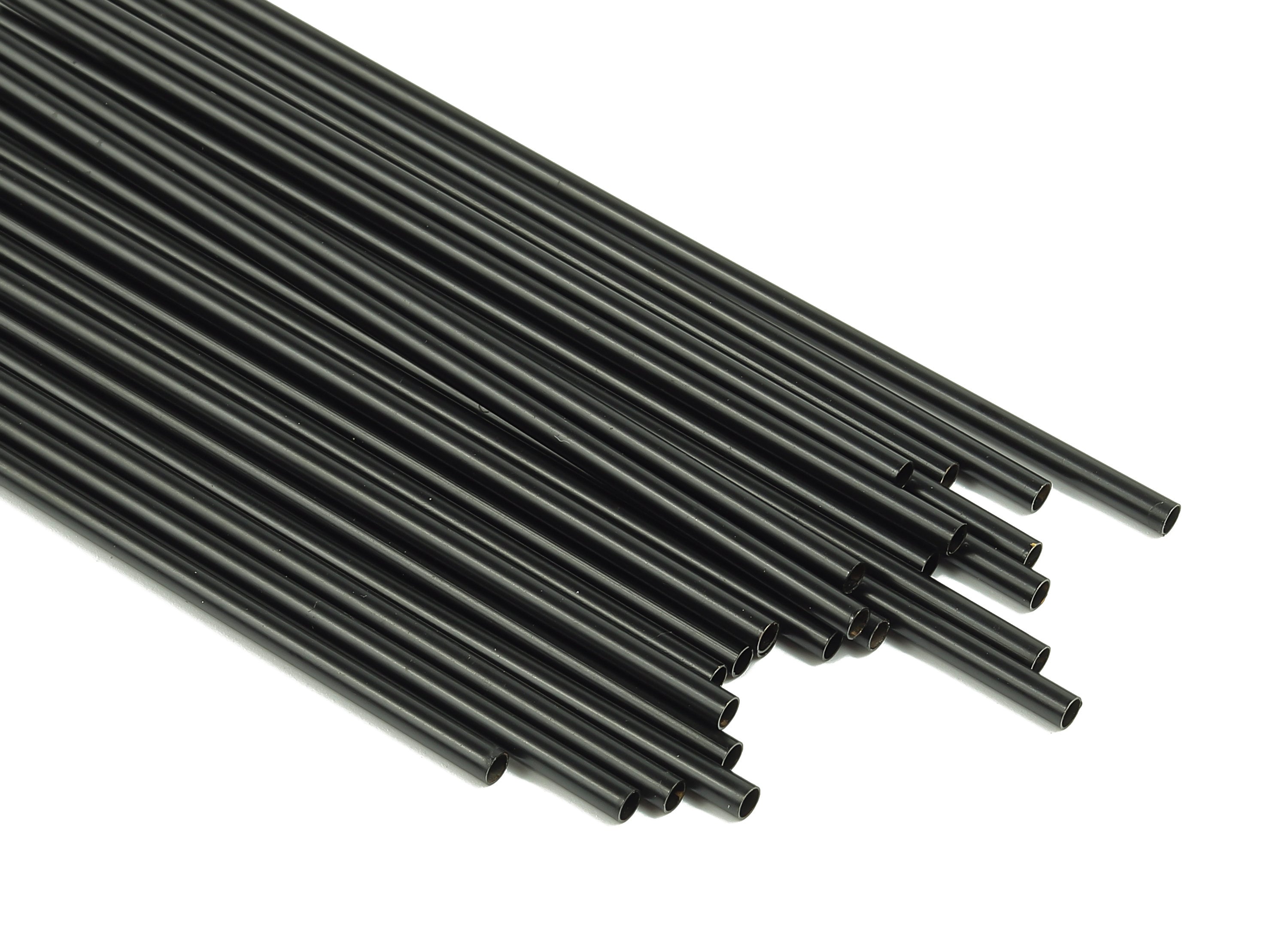 Matte Black Himmeli Tubes - Raw Brass Round Himmeli DIY Tube Beads - Circle Pipes for Geometric - For Air Plants - 2.5x0.2x90mm- PP4569B-90 - DOMEDBAZAAR