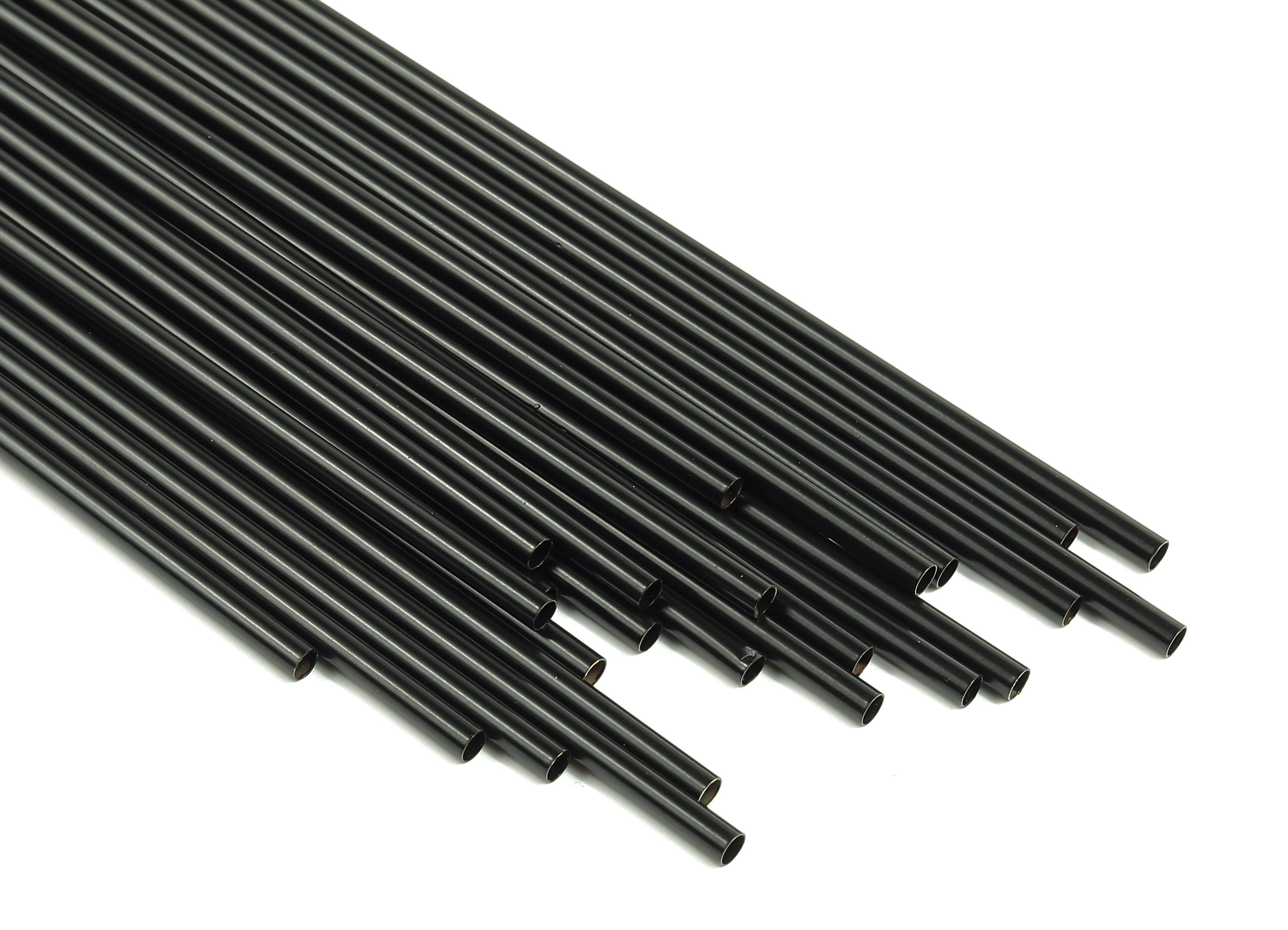 Matte Black Himmeli Tubes - Raw Brass Round Himmeli DIY Tube Beads - Circle Pipes for Geometric - For Air Plants -3x0.2x160mm- PP4570B-160 - DOMEDBAZAAR