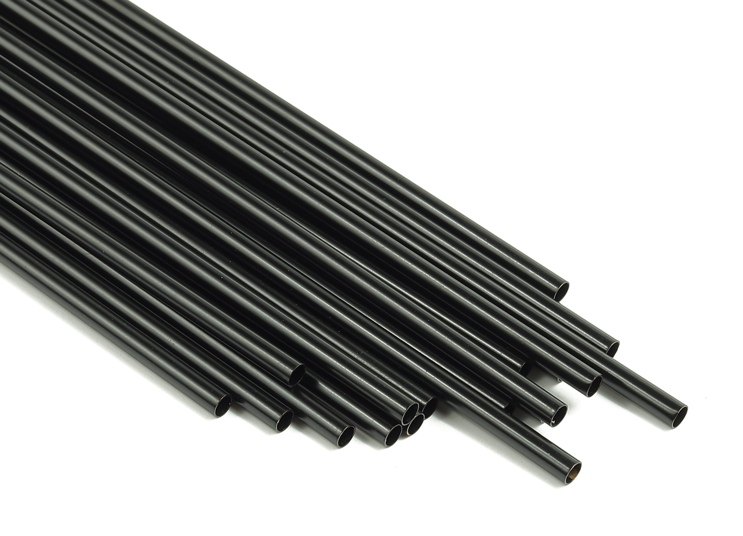 Matte Black Himmeli Tubes - Raw Brass Round Himmeli DIY Tube Beads - Circle Pipes for Geometric - For Air Plants -3x0.2x200mm- PP4570B-200 - DOMEDBAZAAR