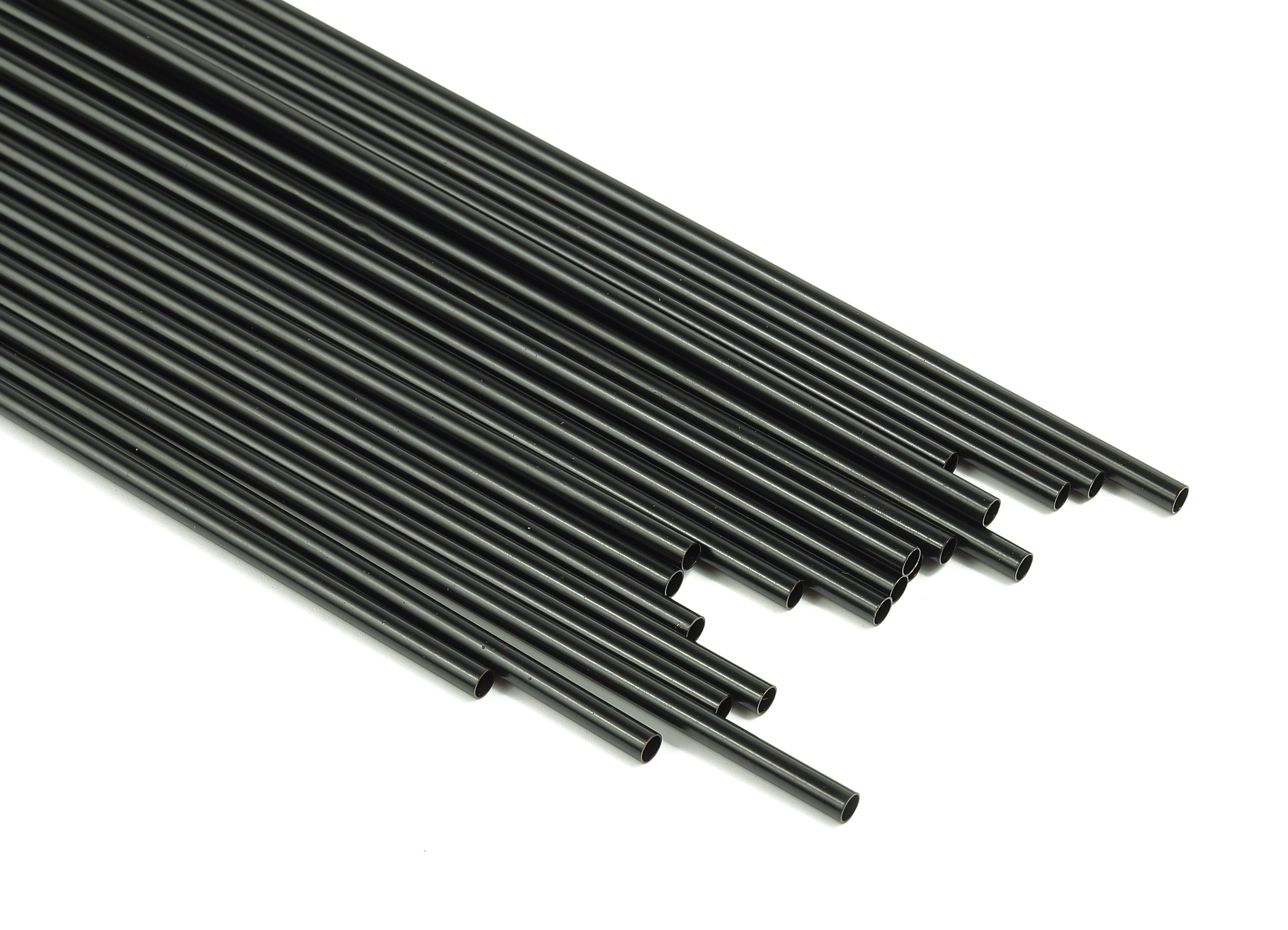Matte Black Himmeli Tubes - Raw Brass Round Himmeli DIY Tube Beads - Circle Pipes for Geometric - For Air Plants -3x0.2x225mm- PP4570B-225 - DOMEDBAZAAR
