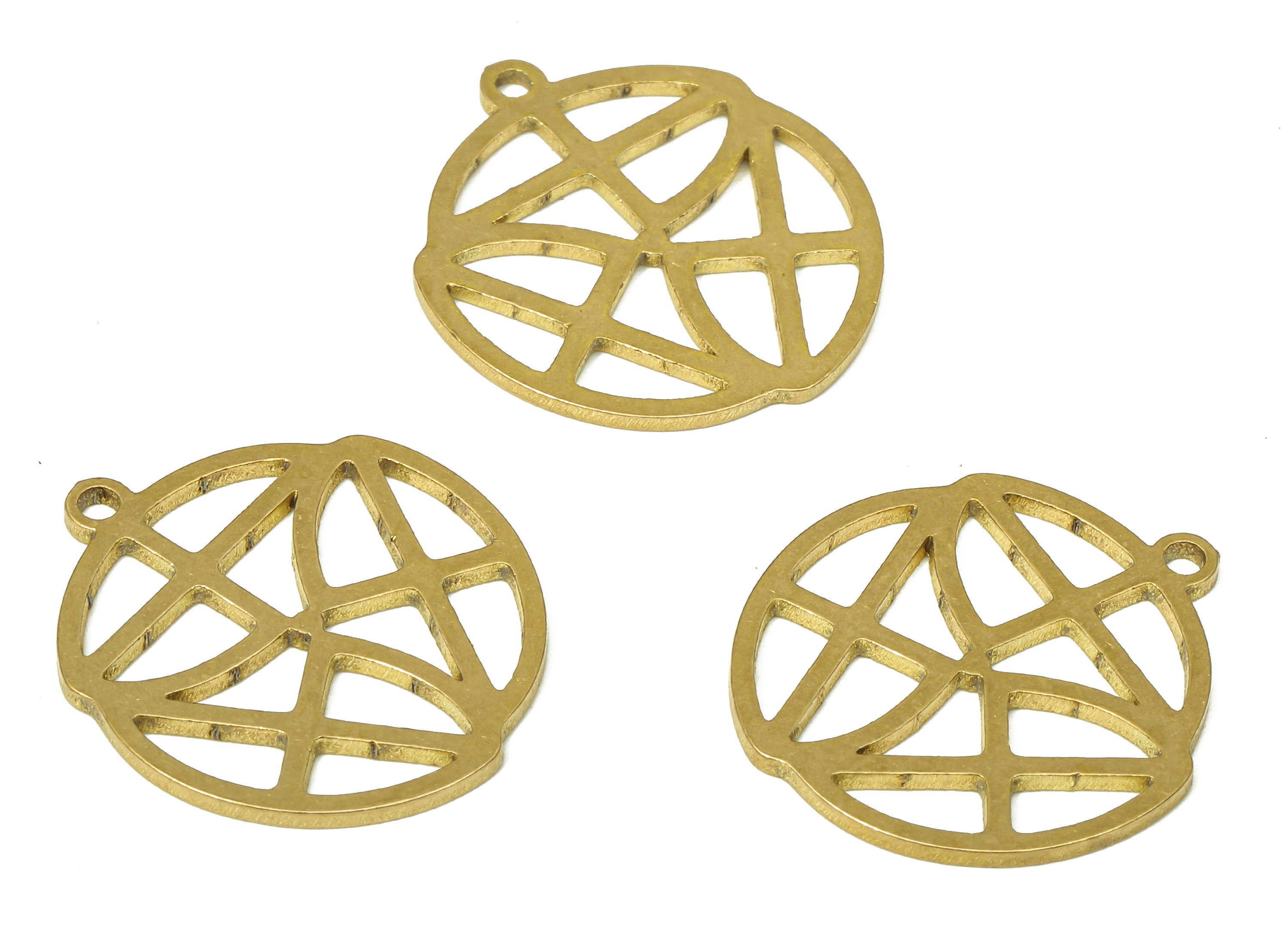 Brass Round Earring Charms - Raw Brass Circle Pendant With Loop - For Necklace - Earring Findings - 20x17.56x0.89mm - PPA4629 - DOMEDBAZAAR