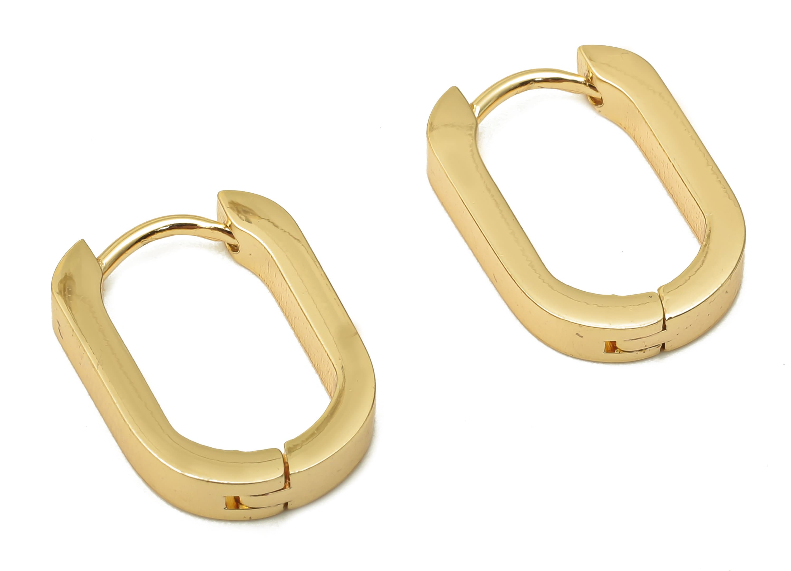 Brass Ellipse Earrings Clasp - Brass Oval Hoop Earring - 18K Real Gold Plating - Brass Ellipse Hoop Earring - 17.09x12.26x2.81mm - RGP5067 - DOMEDBAZAAR