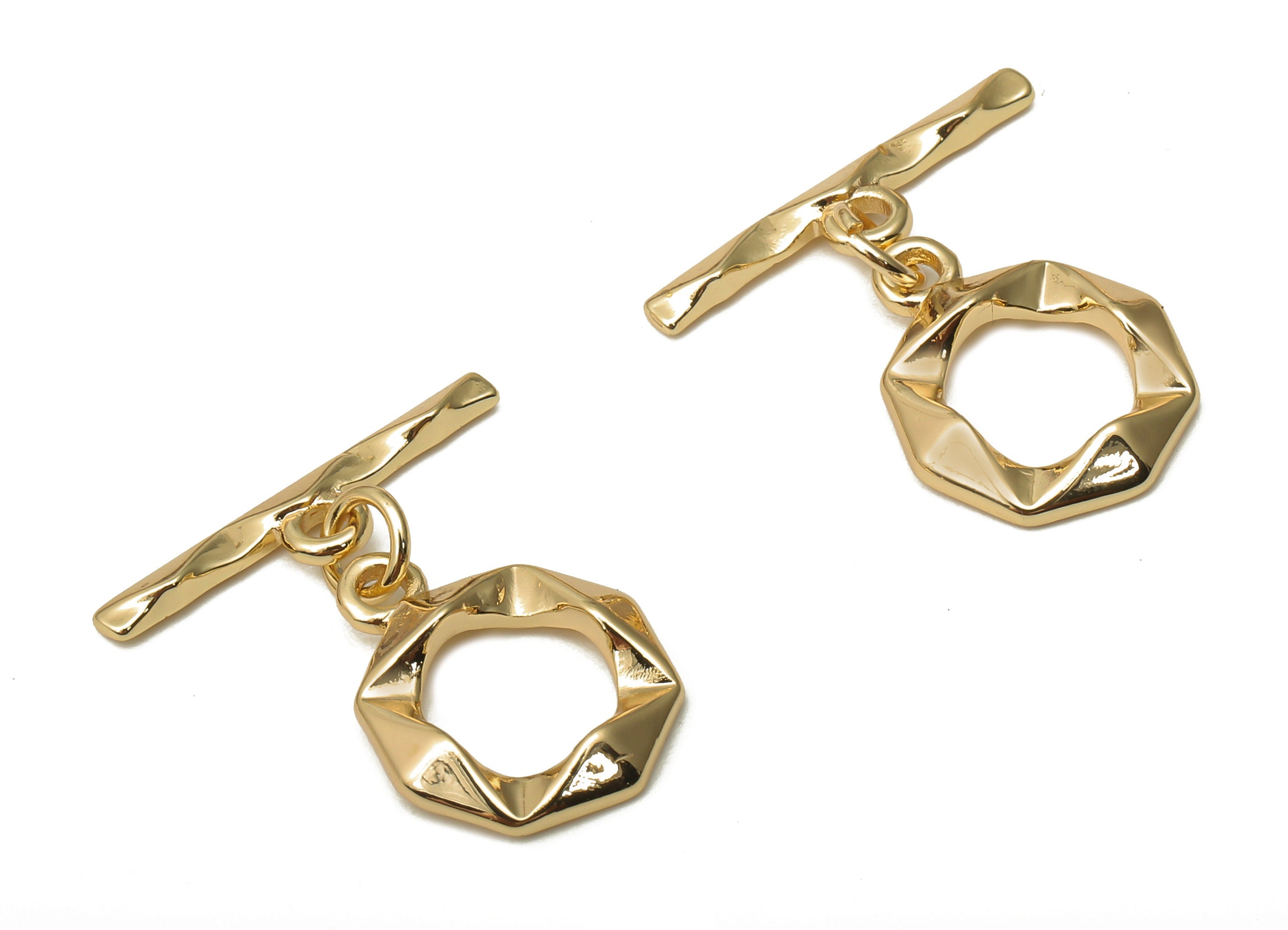 Brass Toggle Earring Clasp - Brass Round Toggle Clasps - Brass Gold Plated Clasps - 18K Real Gold Plated Brass - 22.23x21.1x1.8mm - RGP5072 - DOMEDBAZAAR