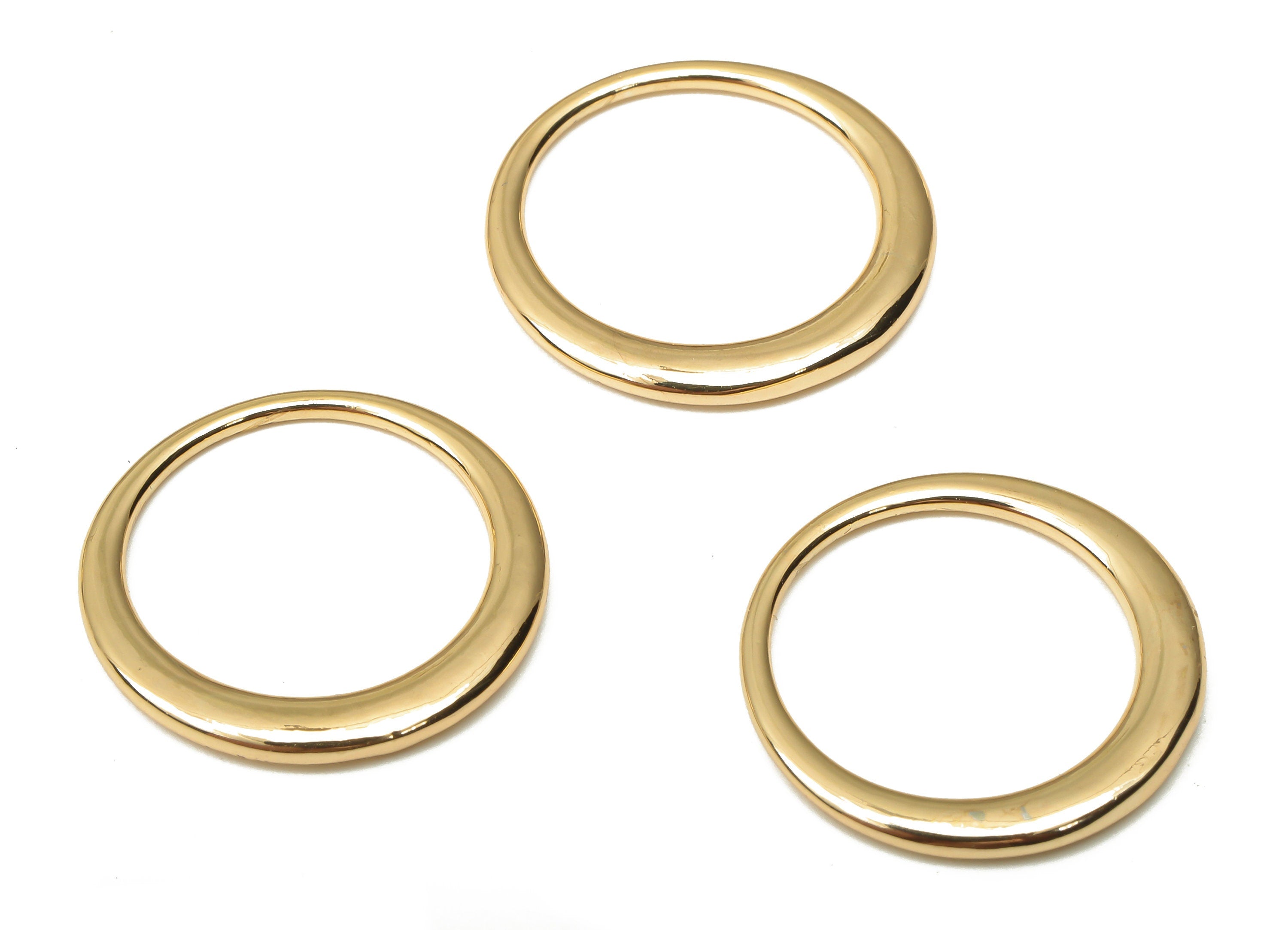 Brass Round Earring Charm - Brass Circle Hoop Pendant - Brass Circle Ring Connector - 18K Real Gold Plated Brass - 19.8x19.8x2mm - RGP5074 - DOMEDBAZAAR