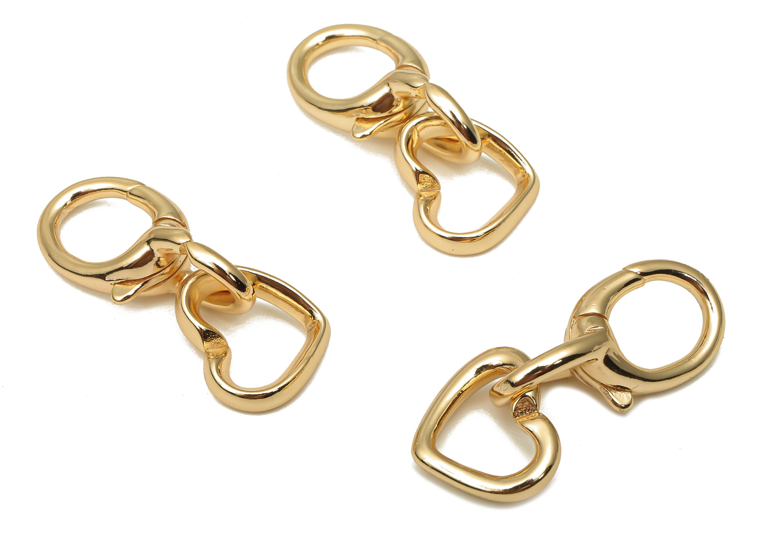 Brass Heart Earring Clasp - Brass Round Clasp - Brass Parrot Heart Clasp - 18K Real Gold Plated Brass - 32.16x11.27x1.95mm -RGP5076 - DOMEDBAZAAR