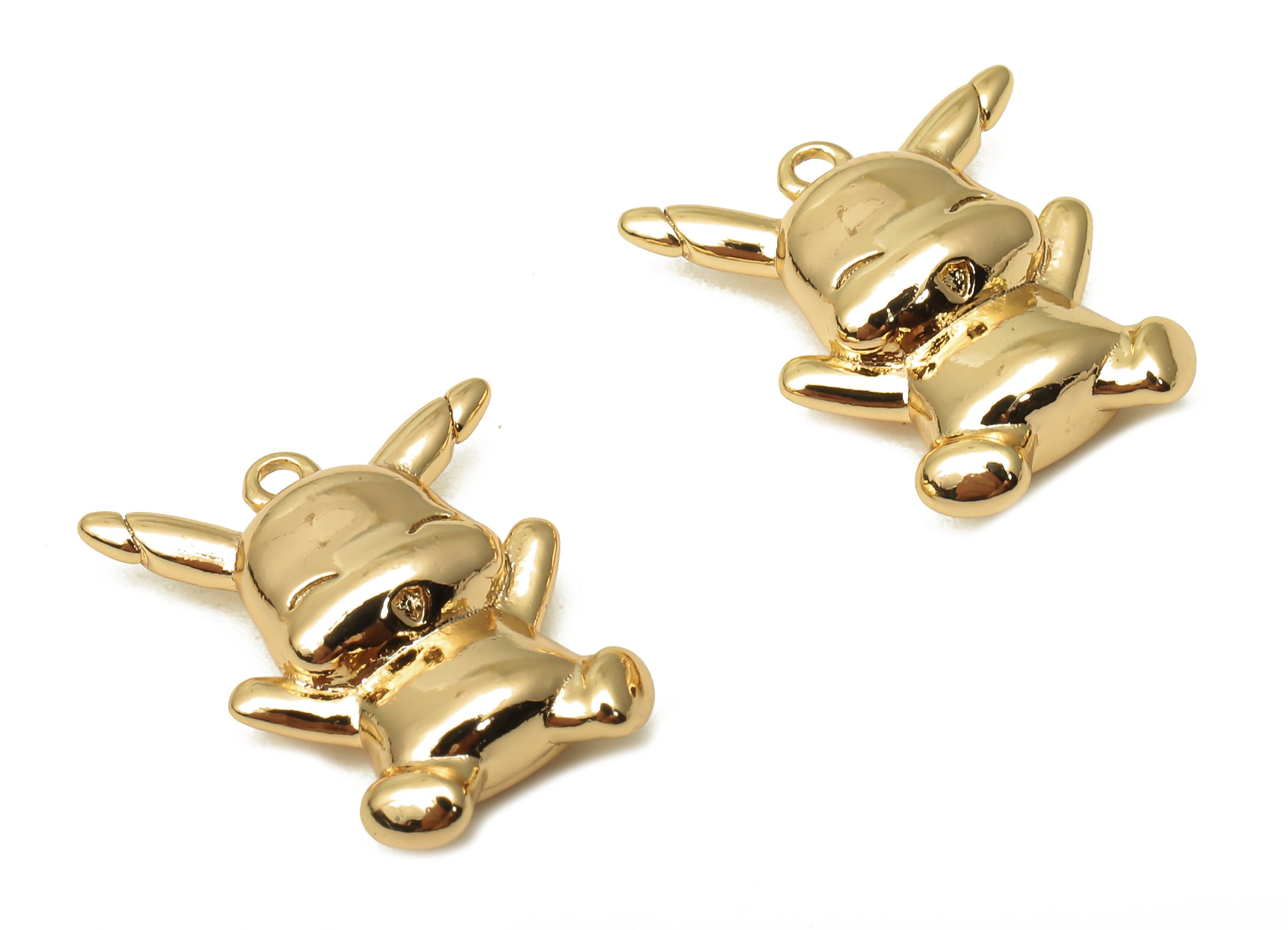 Brass Cartoon Pendant - Brass Toy Earring Charm - Brass Toy Charm Necklace - 18k Real Gold Plated Brass - 17.83x14.15x4.56mm - RGP5083 - DOMEDBAZAAR
