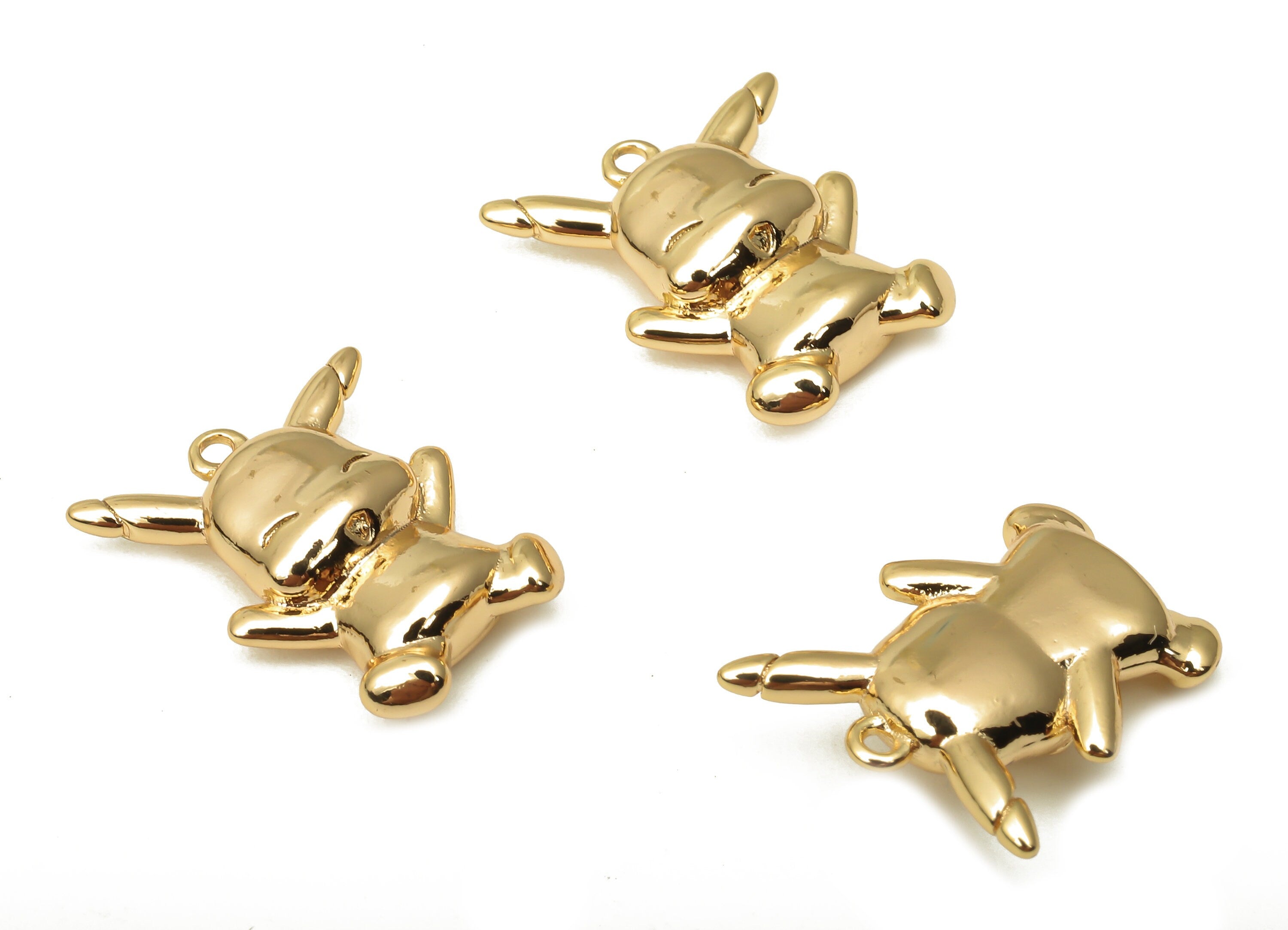 Brass Cartoon Pendant - Brass Toy Earring Charm - Brass Toy Charm Necklace - 18k Real Gold Plated Brass - 17.83x14.15x4.56mm - RGP5083 - DOMEDBAZAAR